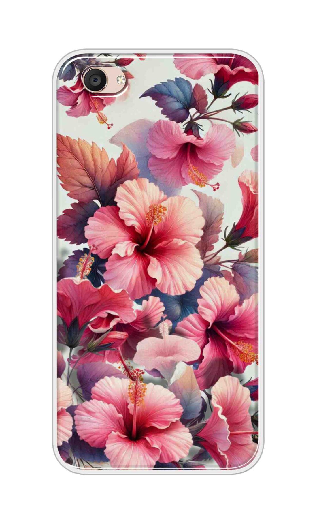 Coberta Back Cover For Vivo V5 Plus Back Cover Stylish Case - Pink Leaves and Flowers Design D16525