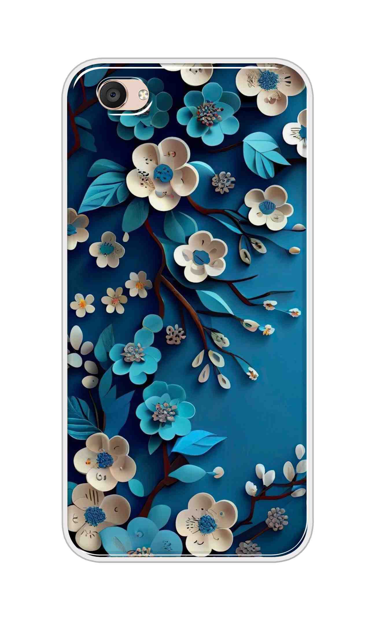 Coberta Back Cover For Vivo V5 Plus Back Cover Stylish Case - Blue and White Flowers Design D16551
