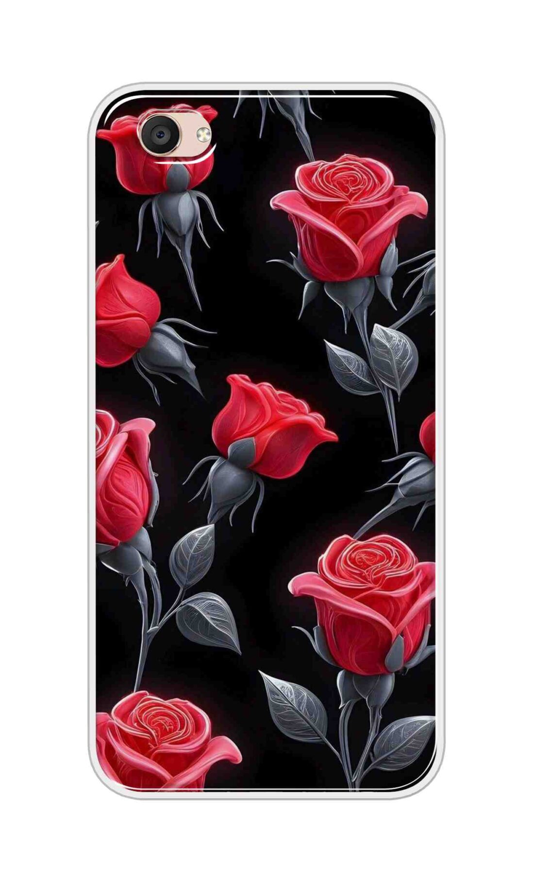 Coberta Back Cover For Vivo V5 Plus Back Cover Stylish Case - Red Rose Flowers in Black Design D16570