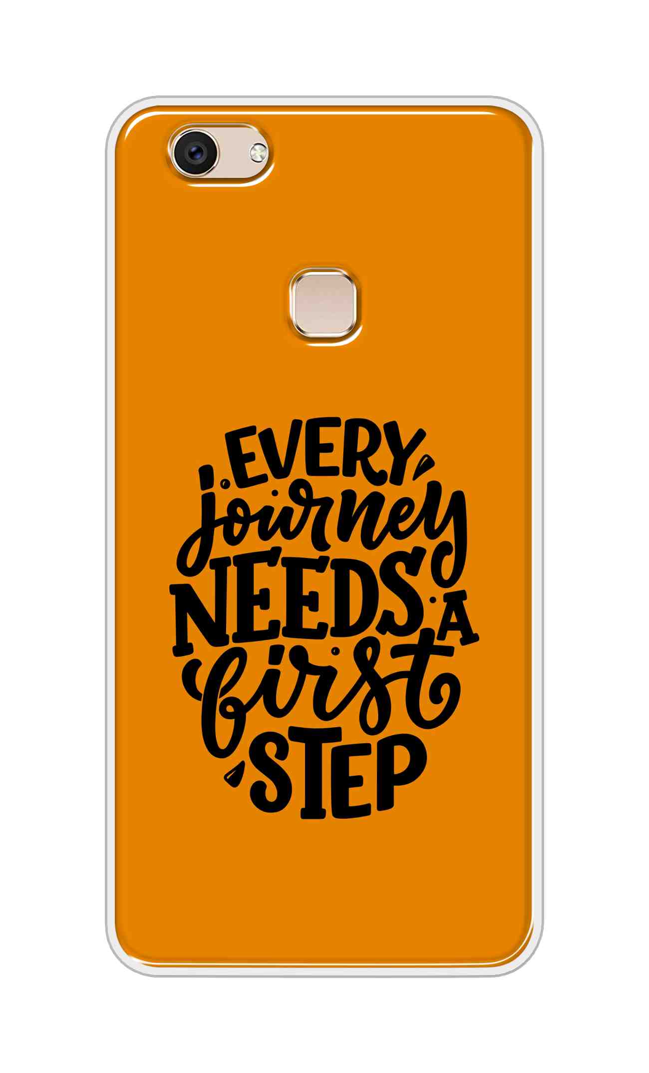 Coberta Back Cover For Vivo V7 Plus Back Cover Stylish Case - Every Journey Needs a First Step in Orange Design D16503