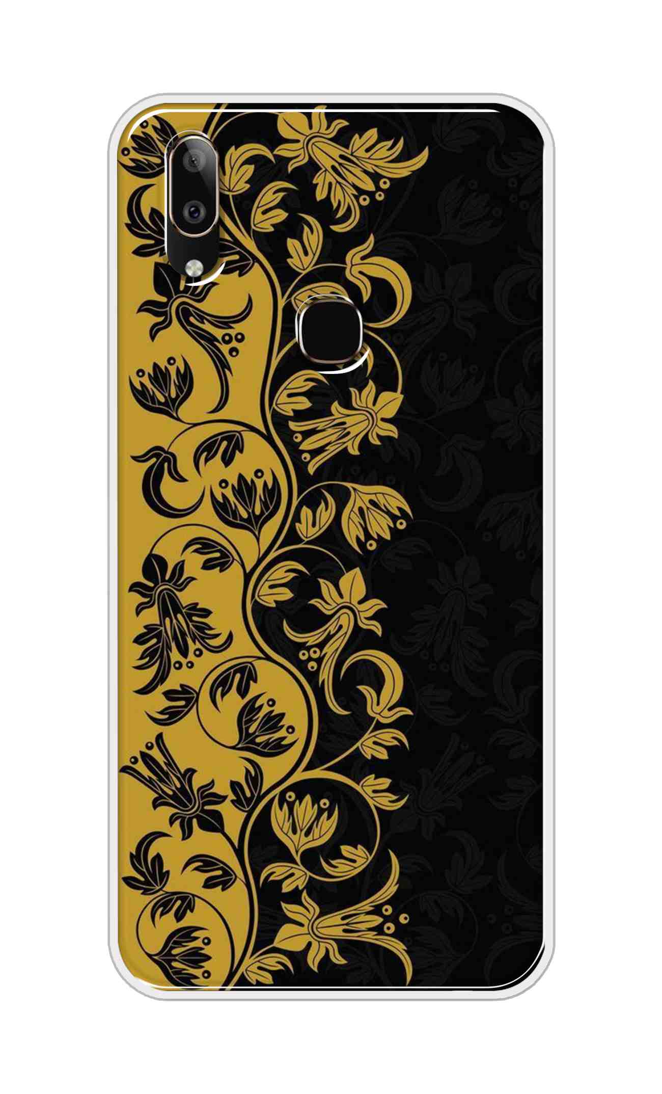 Coberta Back Cover For Vivo V9 Back Cover Stylish Case - Black and Yellow Leaves Design D16518
