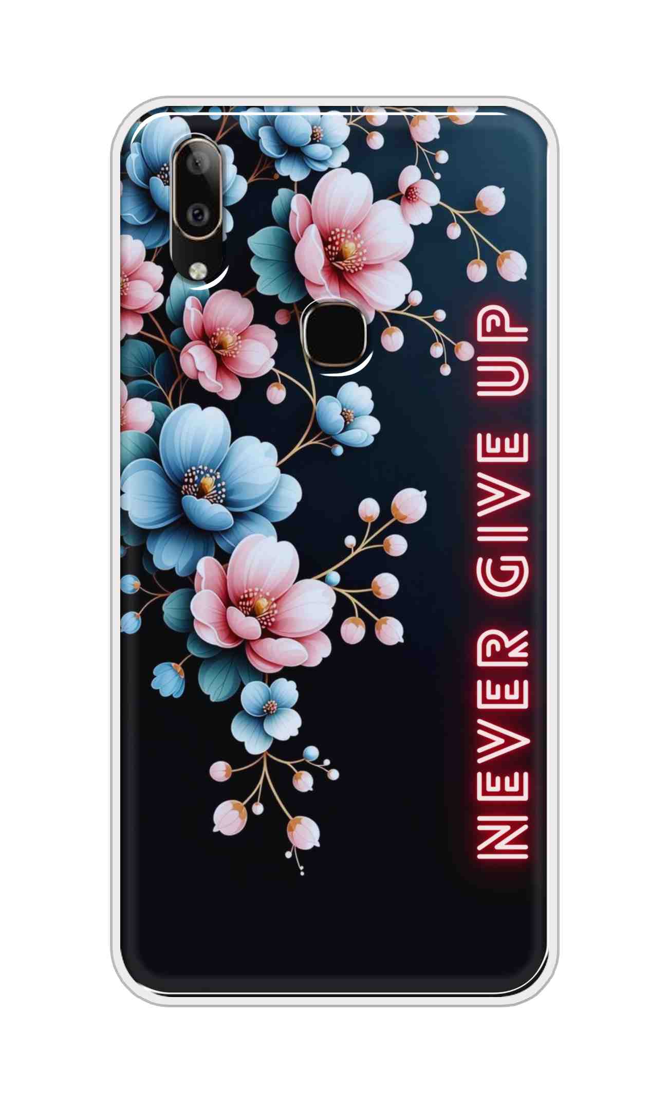 Coberta Back Cover For Vivo V9 Youth Back Cover Stylish Case - Never Give Up with Flowers Design D16500