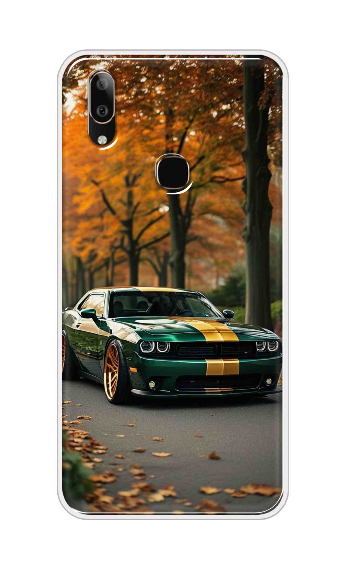 Coberta Back Cover For Vivo V9 Youth Back Cover Stylish Case - Golden Line in Green Design D16546