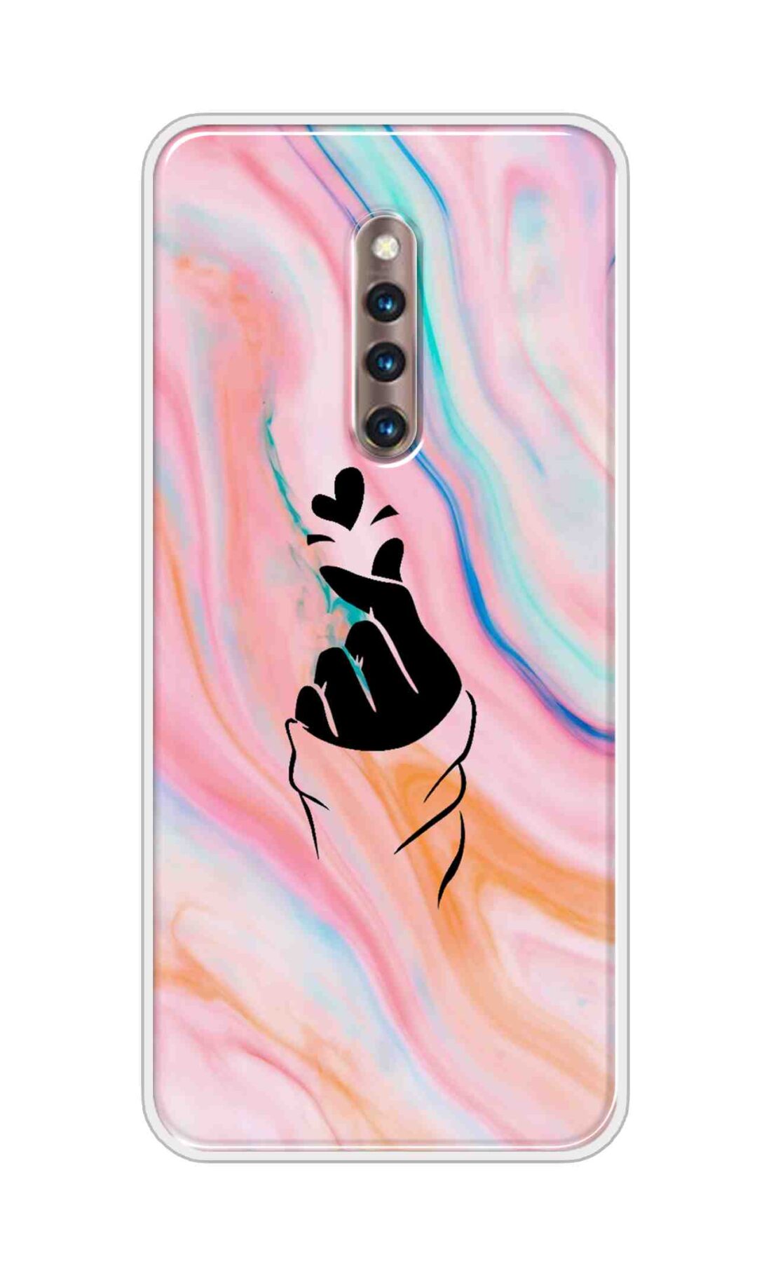 Coberta Back Cover For Vivo X27 Pro Back Cover Stylish Case - Korean Heart on Pink Multicolour Design D11896