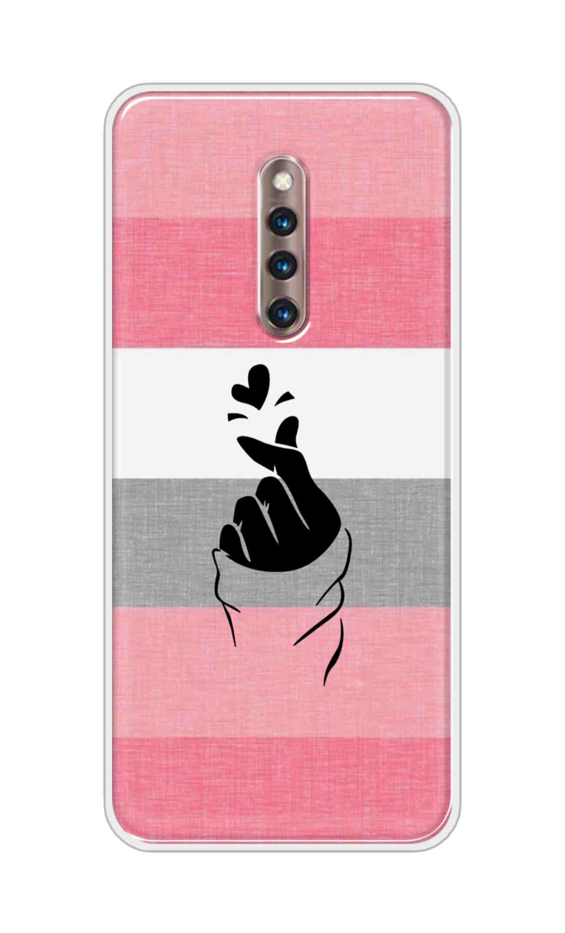 Coberta Back Cover For Vivo X27 Pro Back Cover Stylish Case - Straight Pink and Grey Korean Heart Design D14911