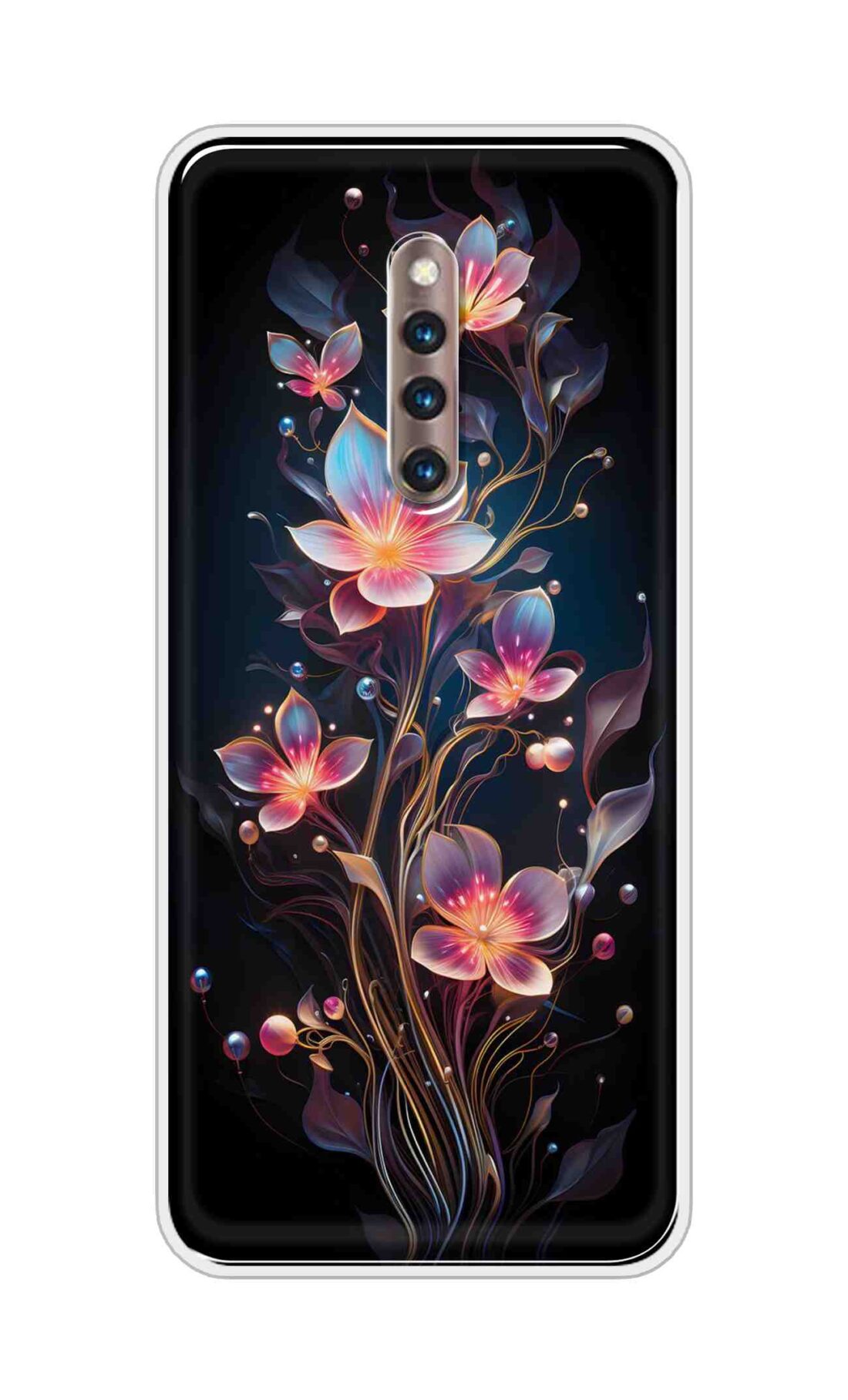 Coberta Back Cover For Vivo X27 Pro Back Cover Stylish Case - Asthetic Flowers in Black Design Design D16523