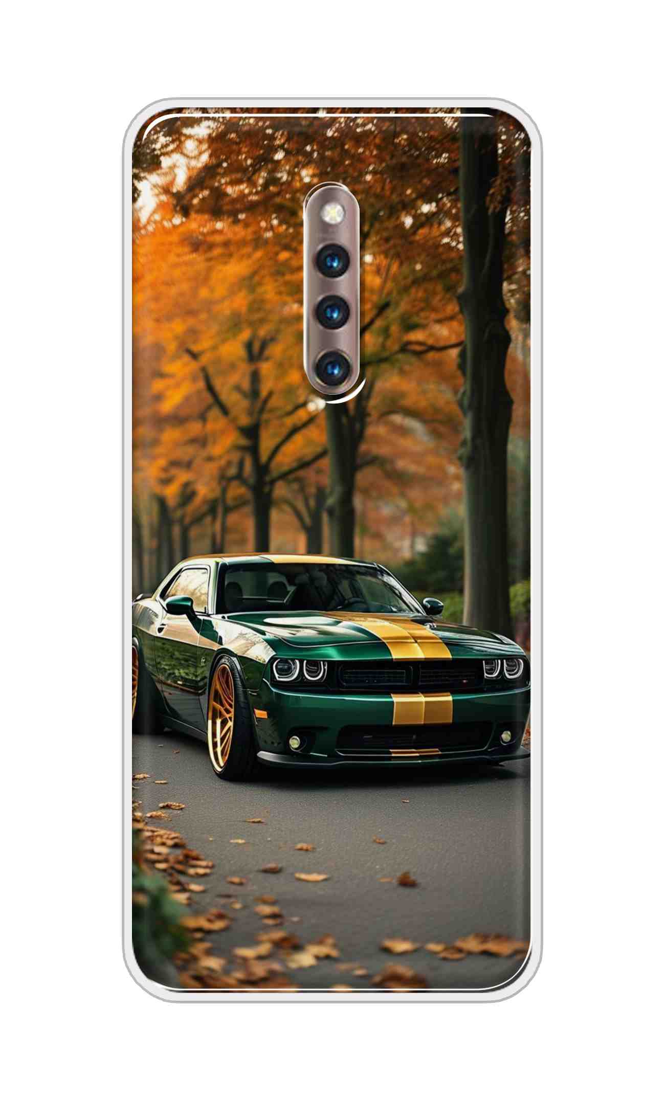 Coberta Back Cover For Vivo X27 Pro Back Cover Stylish Case - Golden Line in Green Design D16546