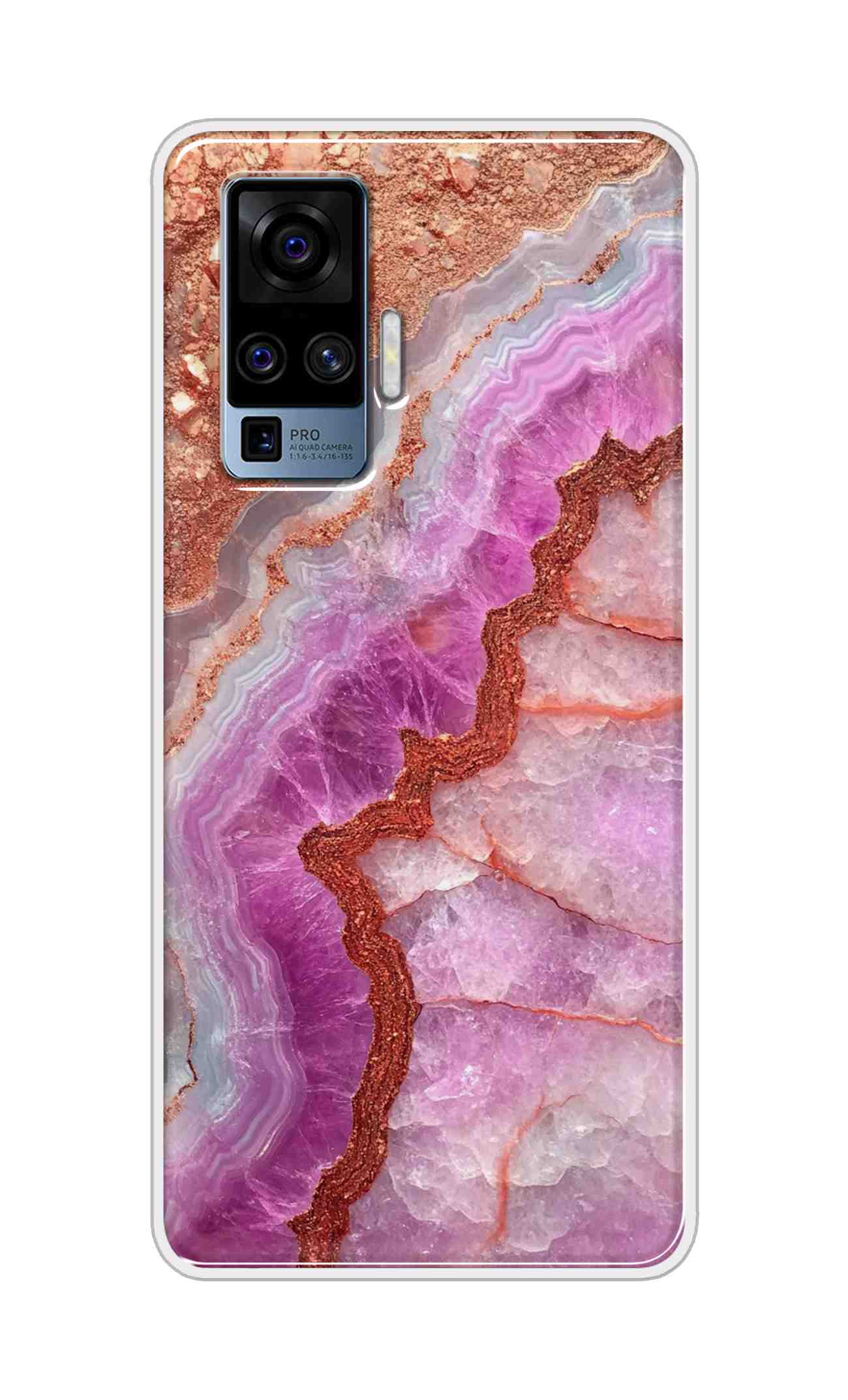 Coberta Back Cover For Vivo X50 Pro Back Cover Stylish Case - Multicolour Marble Design D16532