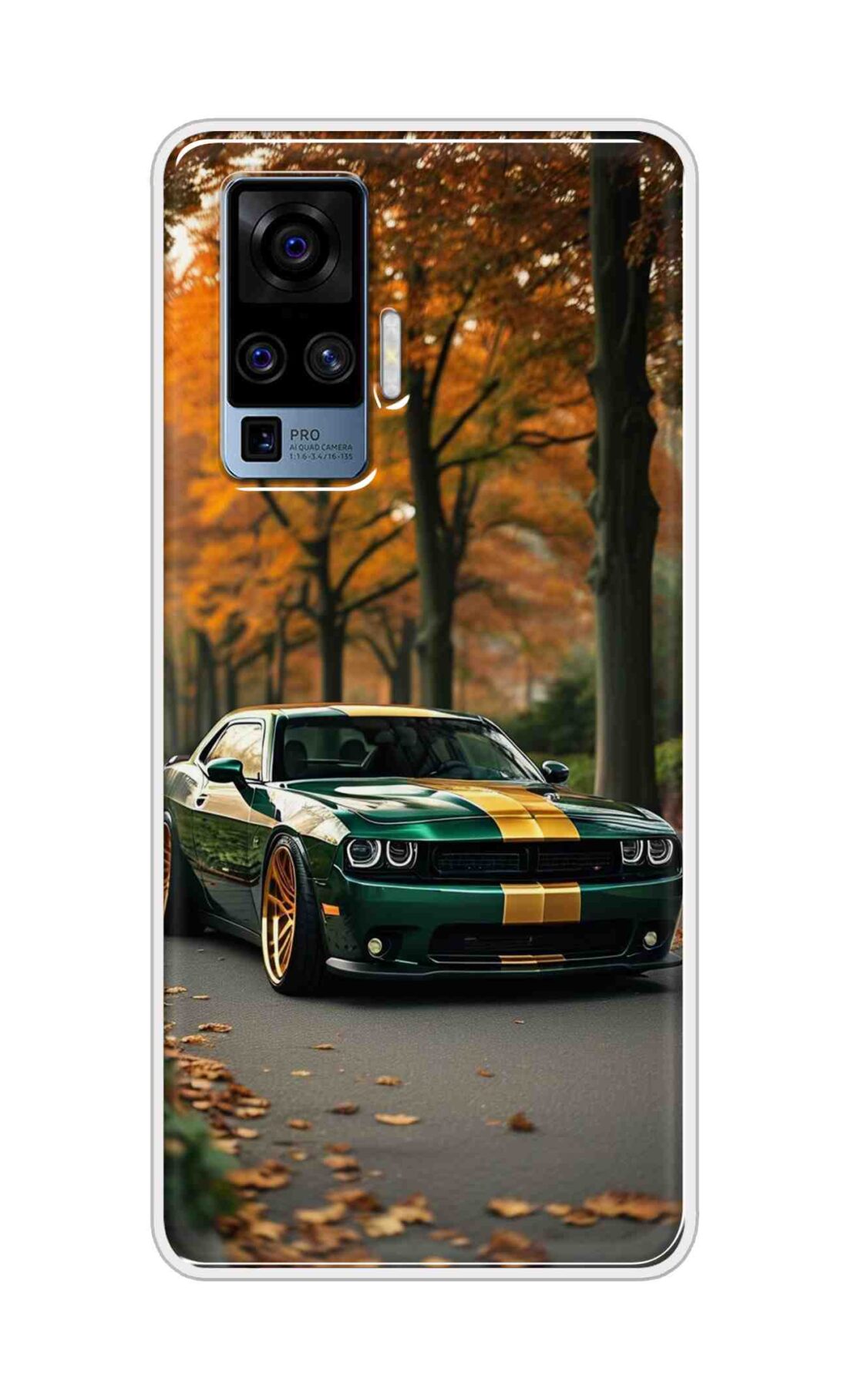 Coberta Back Cover For Vivo X50 Pro Back Cover Stylish Case - Golden Line in Green Design D16546