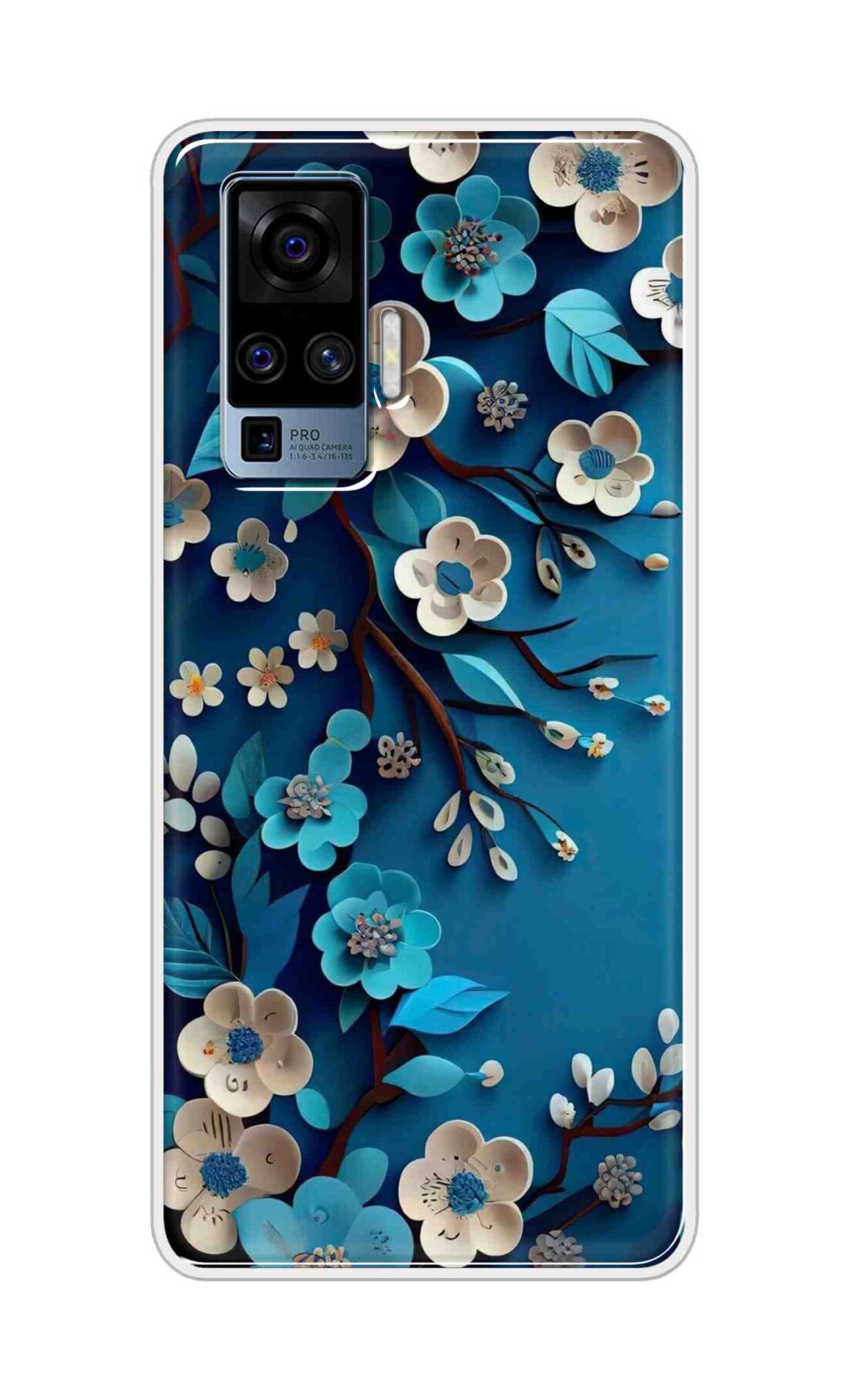 Coberta Back Cover For Vivo X50 Pro Back Cover Stylish Case - Blue and White Flowers Design D16551