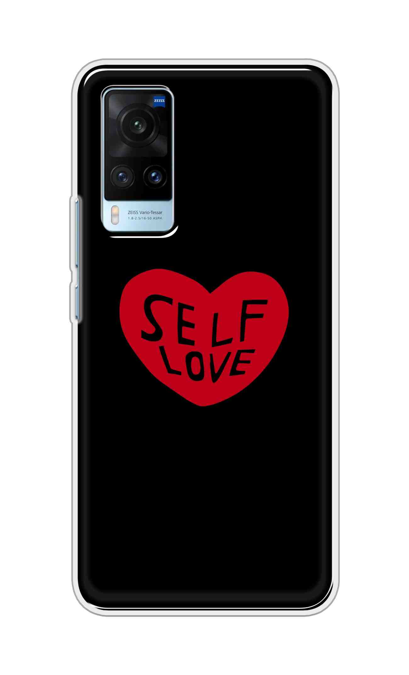 Coberta Back Cover For Vivo X60 Back Cover Stylish Case - Self Love Heart in Black Design D16516
