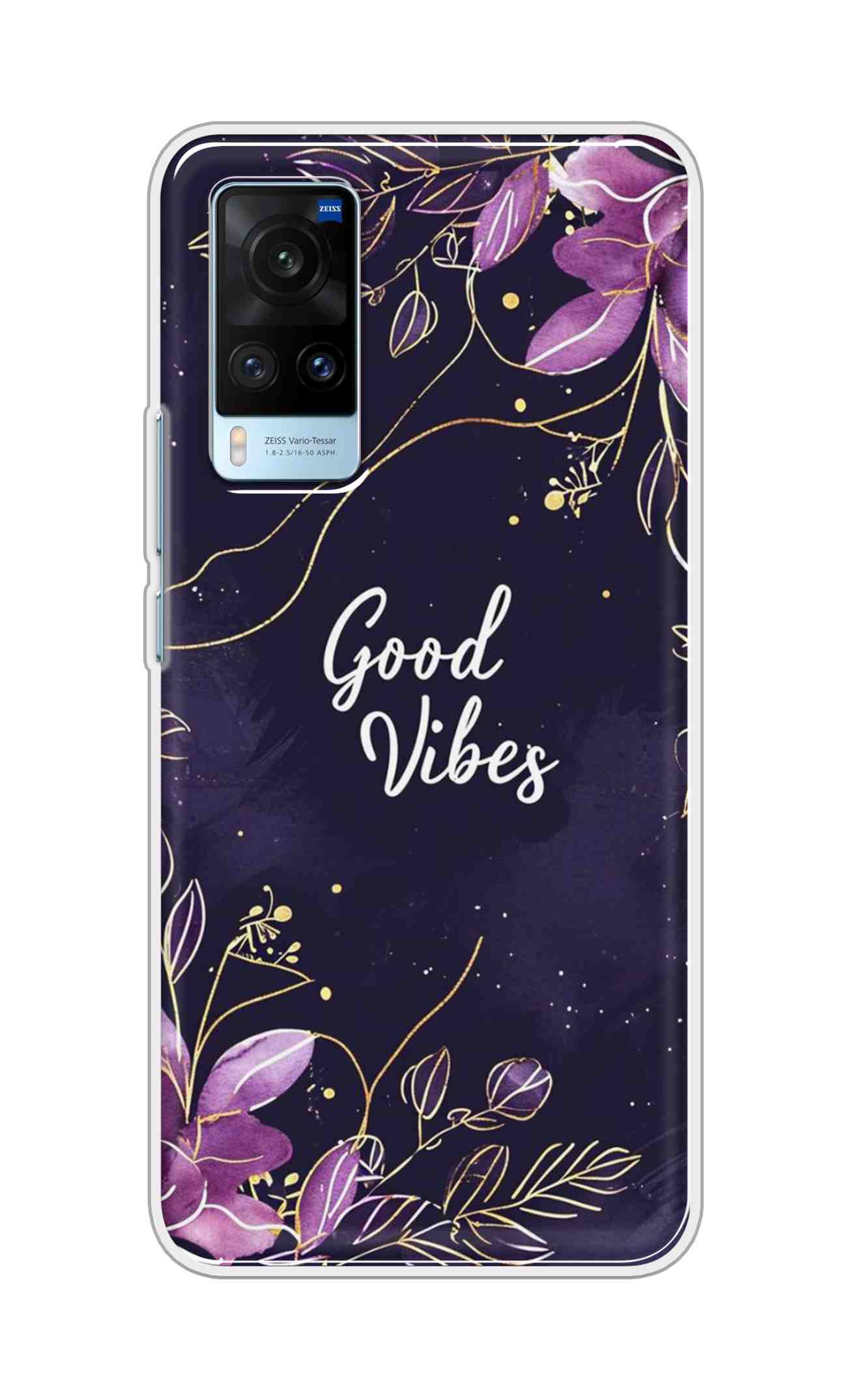 Coberta Back Cover For Vivo X60 Back Cover Stylish Case - Good Vibes in Flowers Design D16517
