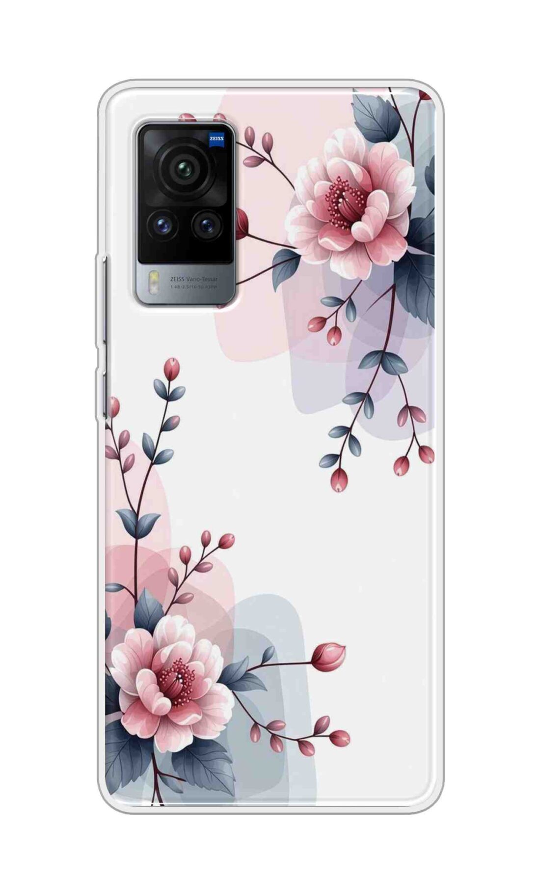 Coberta Back Cover For Vivo X60 Pro Back Cover Stylish Case - Pink Flowers and Leaves Design Design D16510