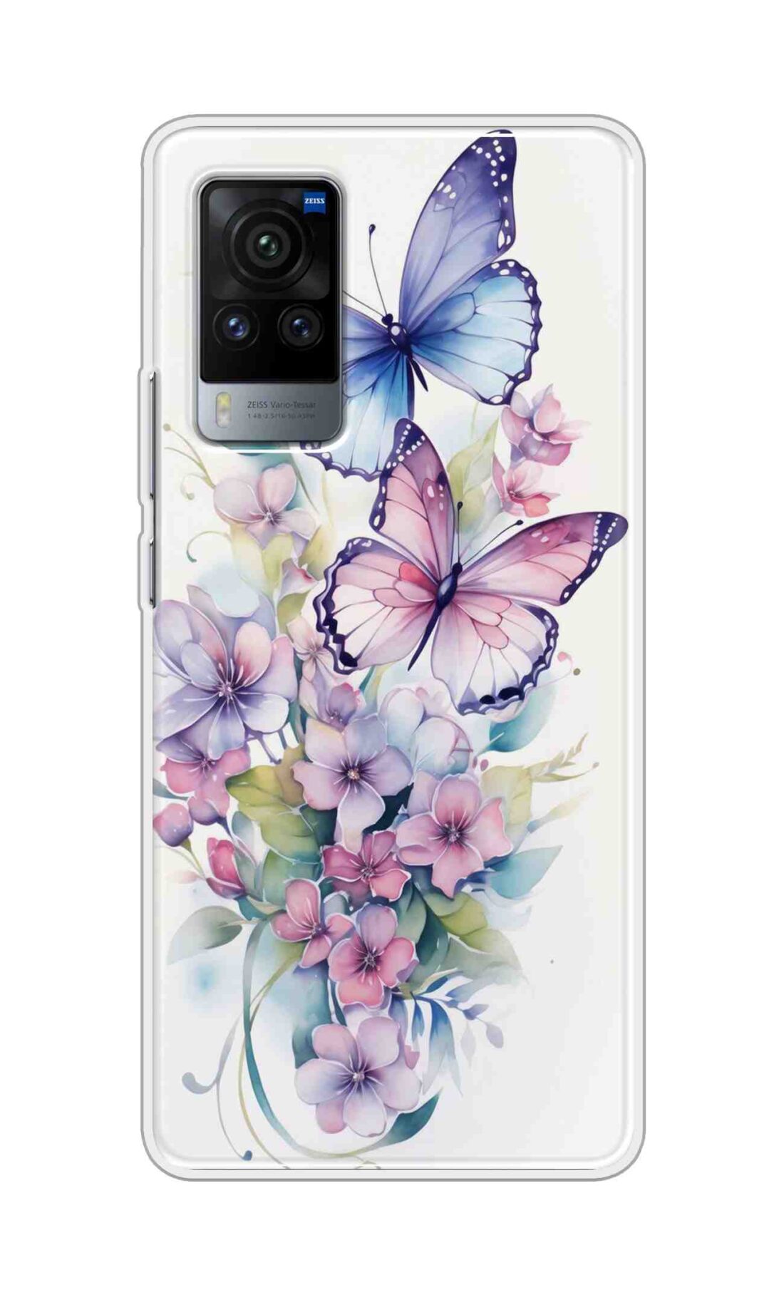 Coberta Back Cover For Vivo X60 Pro Back Cover Stylish Case - Butterfly with Flowers Design D16524