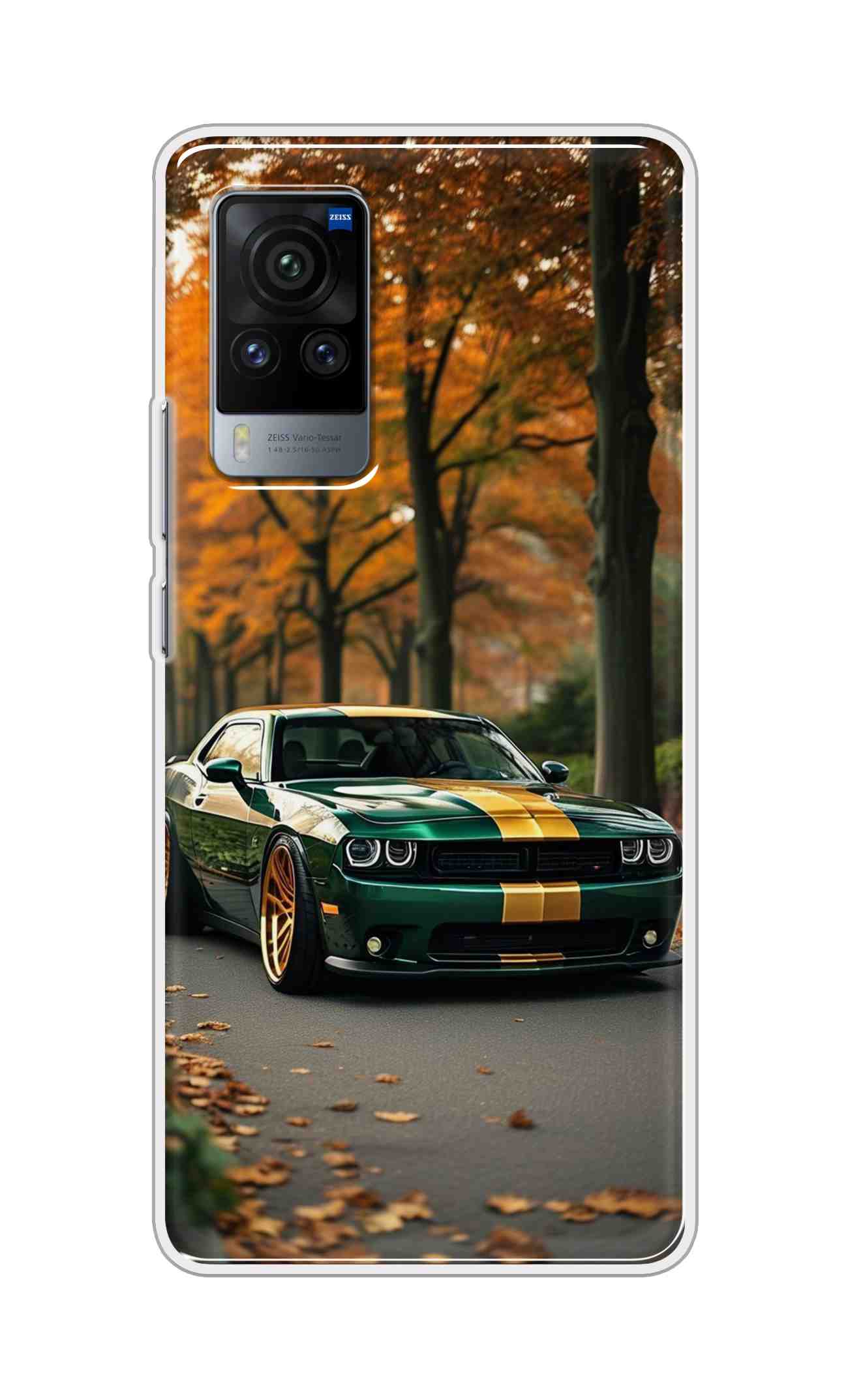 Coberta Back Cover For Vivo X60 Pro Back Cover Stylish Case - Golden Line in Green Design D16546