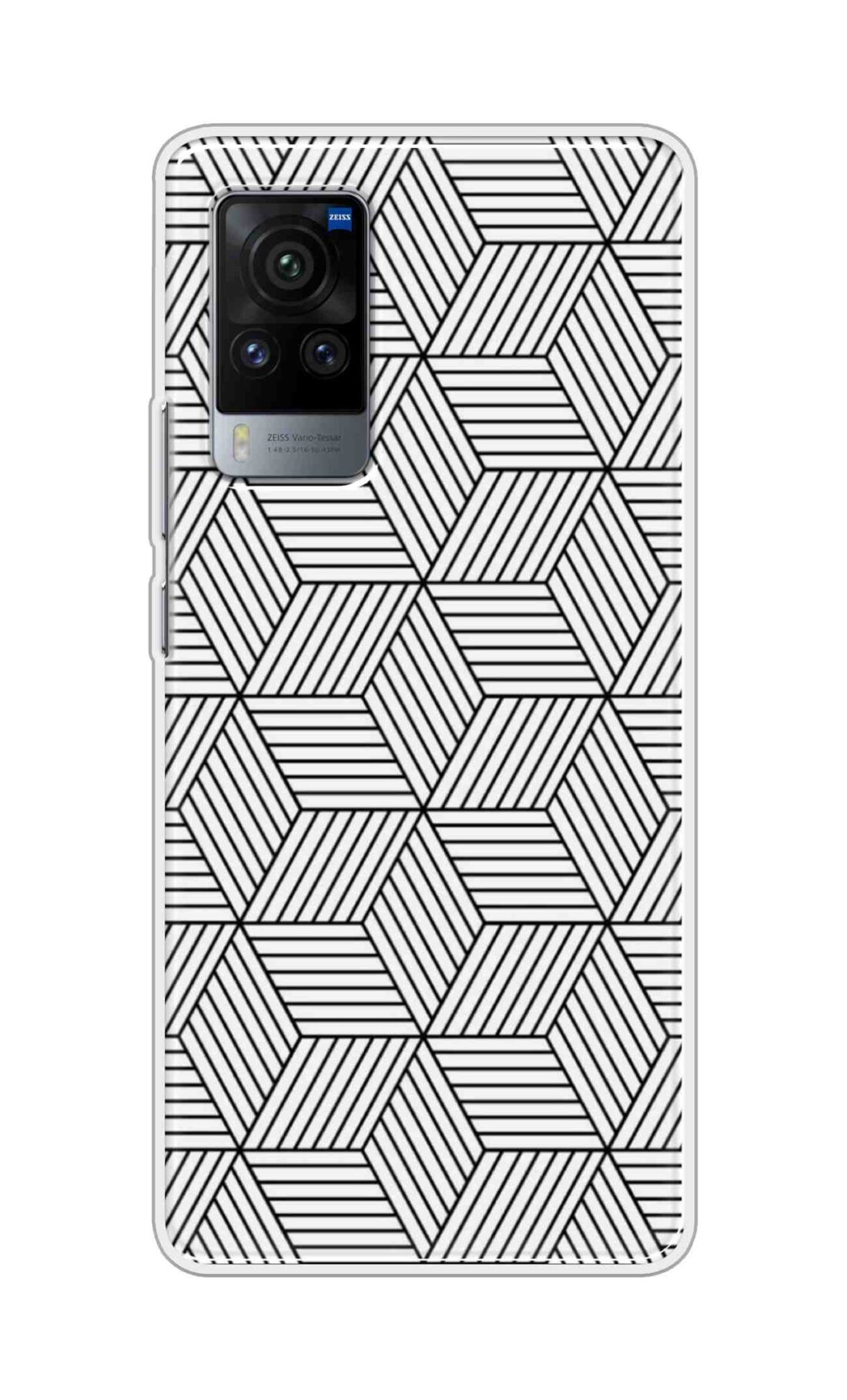 Coberta Back Cover For Vivo X60 Pro Back Cover Stylish Case - White and Black Zig Zag Design D16586