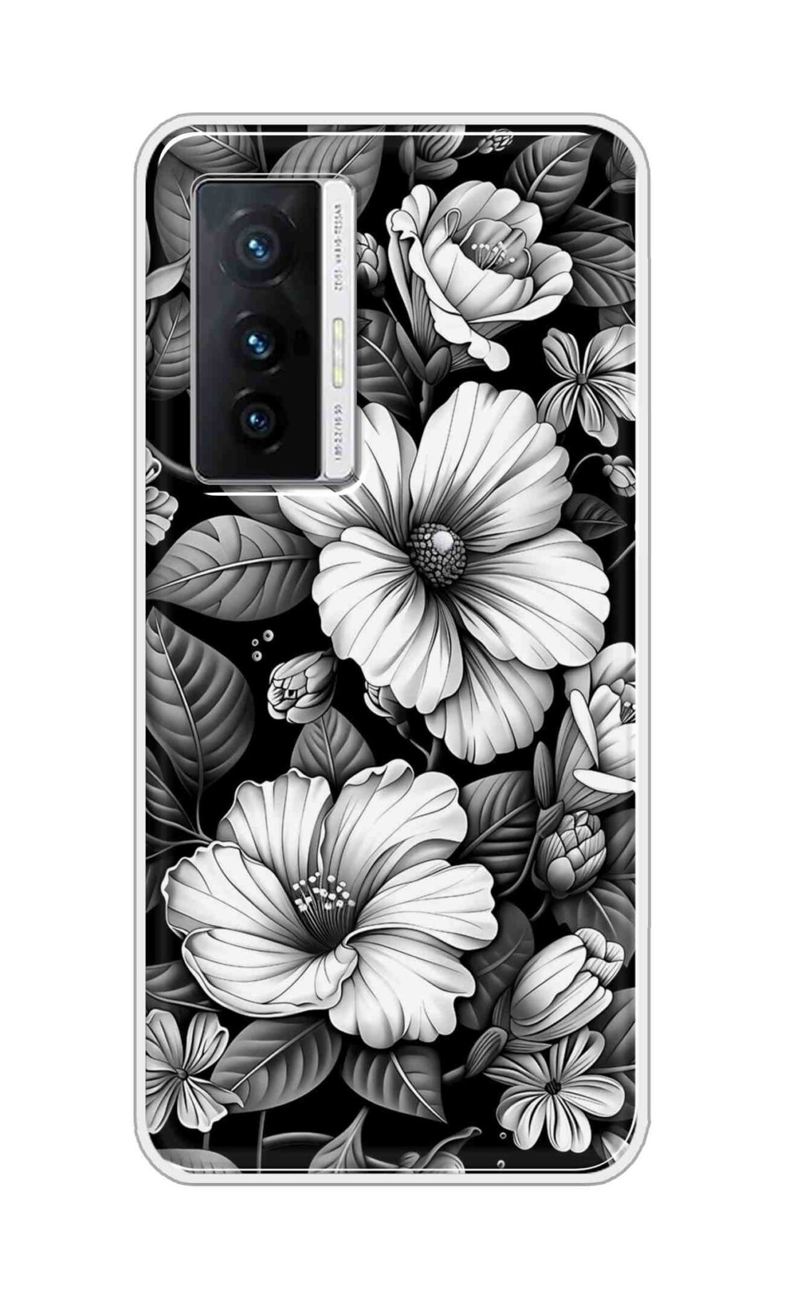 Coberta Back Cover For Vivo X70 Back Cover Stylish Case - Black and White Flowers Design D16591