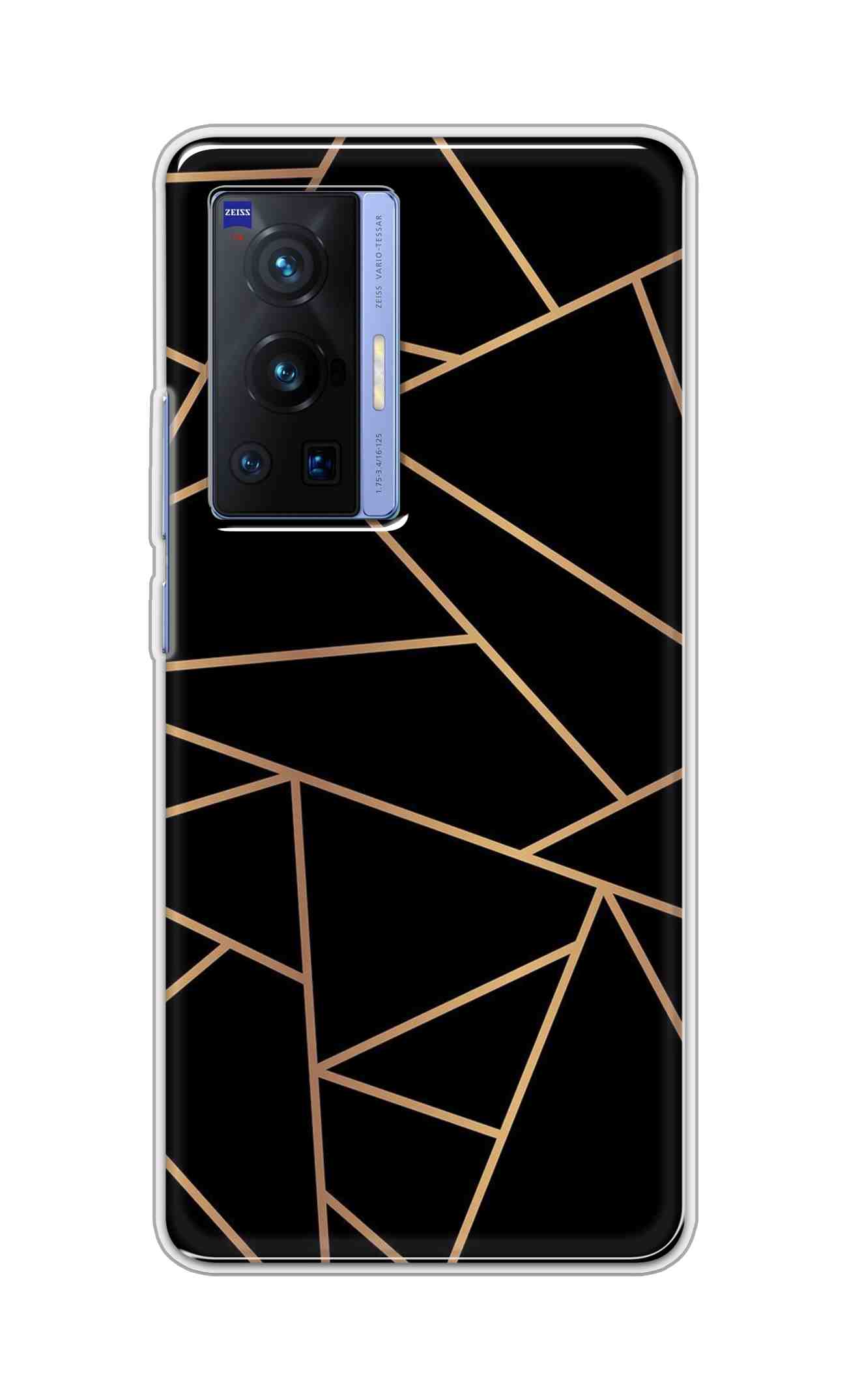 Coberta Back Cover For Vivo X70 Pro Back Cover Stylish Case - Golden Zig Zag Pattern in Black Design D16519