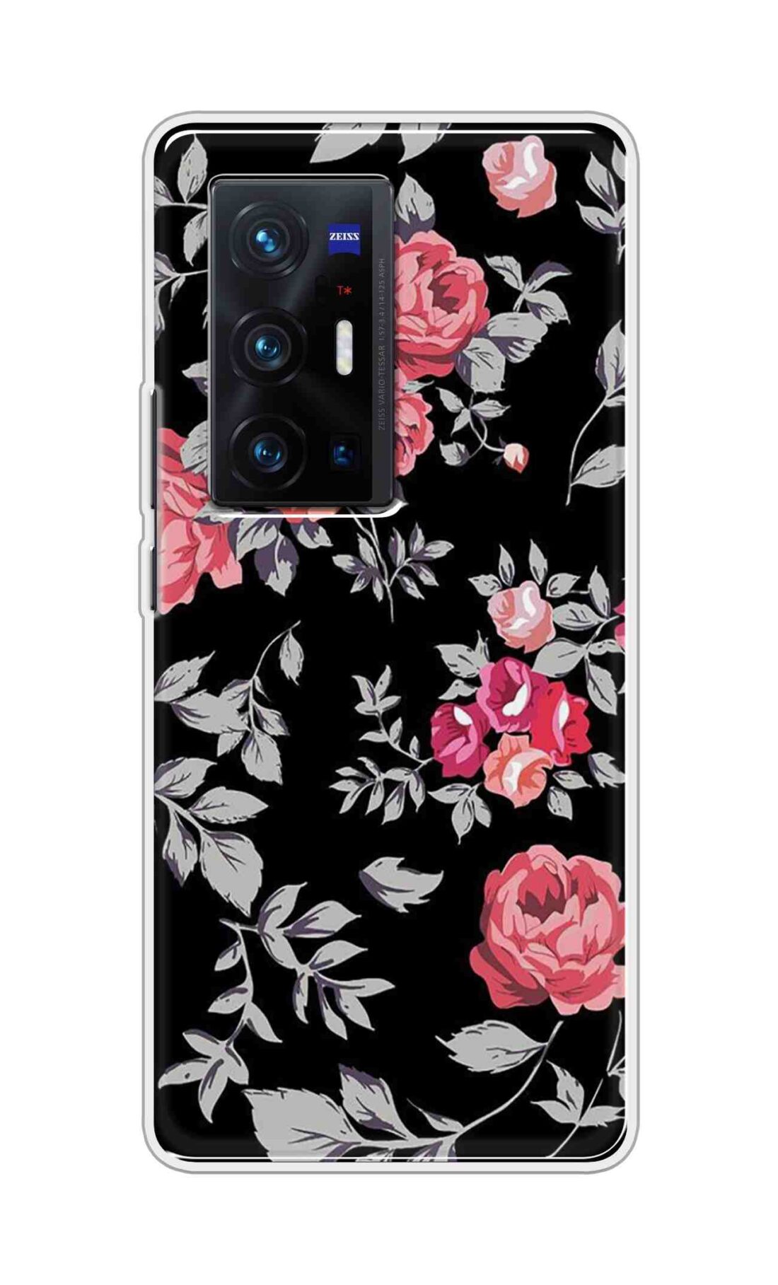 Coberta Back Cover For Vivo X70 Pro Plus Back Cover Stylish Case - Pink Flowers and Grey Leaves Design D11556