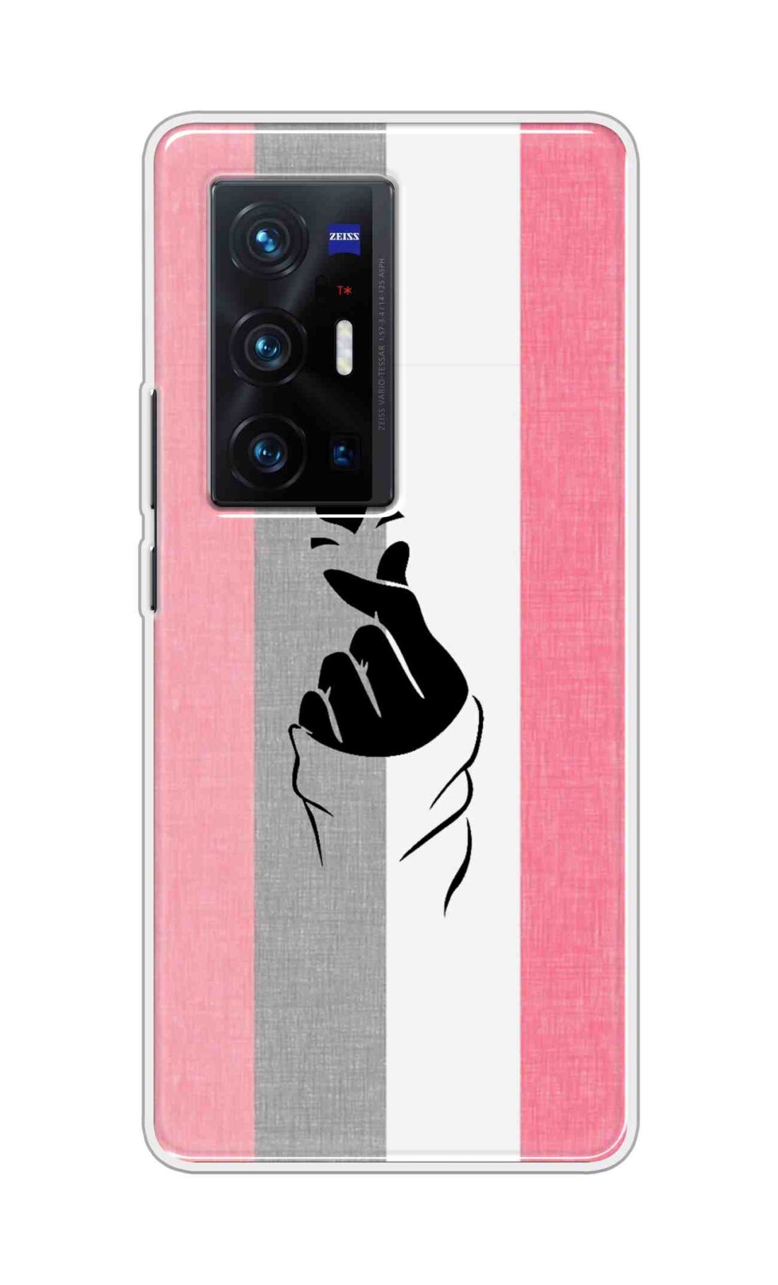 Coberta Back Cover For Vivo X70 Pro Plus Back Cover Stylish Case - Pink and Grey Korean Heart Design D11894