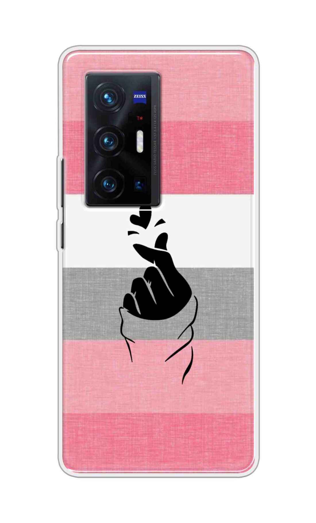 Coberta Back Cover For Vivo X70 Pro Plus Back Cover Stylish Case - Straight Pink and Grey Korean Heart Design D14911
