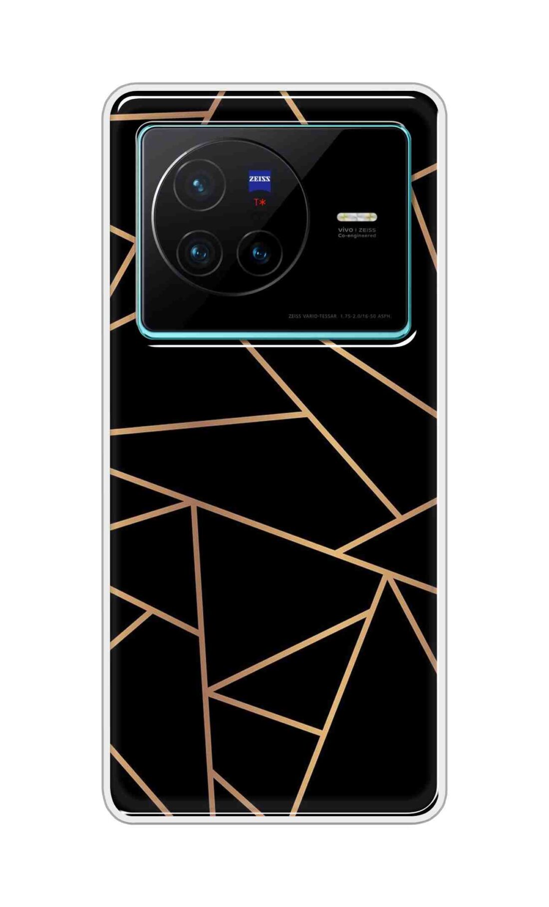 Coberta Back Cover For Vivo X80 5G Back Cover Stylish Case - Golden Zig Zag Pattern in Black Design D16519