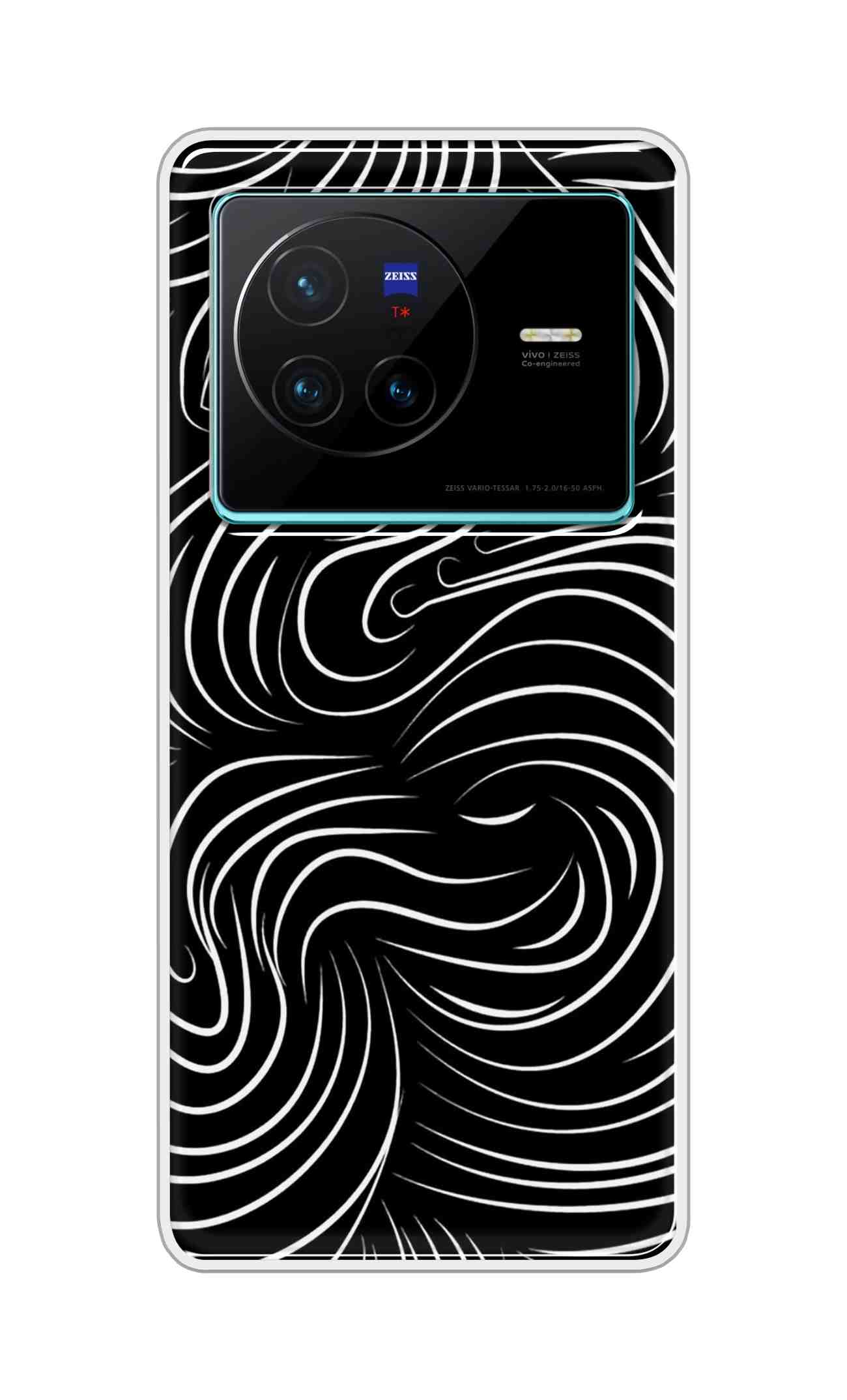 Coberta Back Cover For Vivo X80 5G Back Cover Stylish Case - White Curves Design D16552