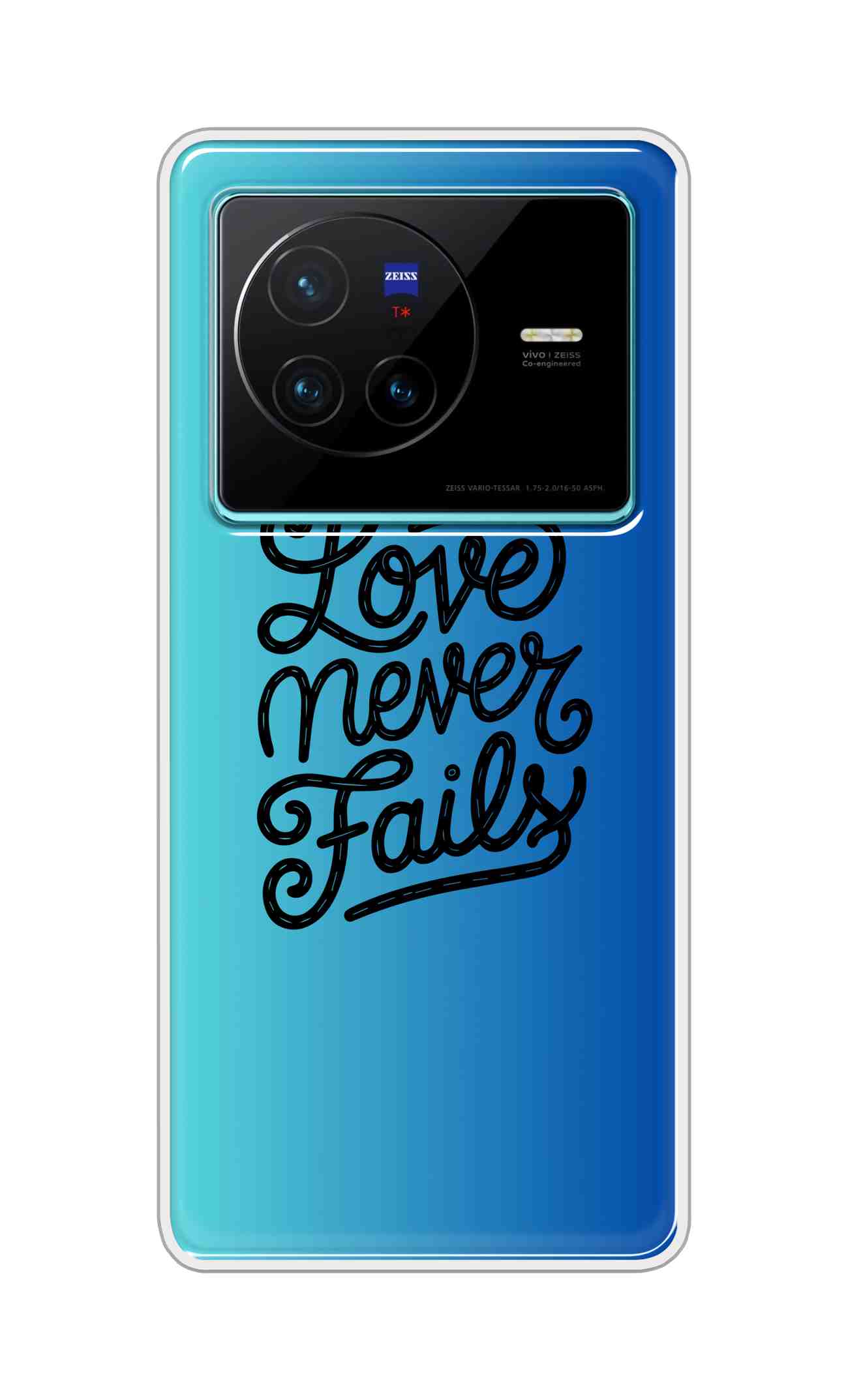 Coberta Back Cover For Vivo X80 5G Back Cover Stylish Case - Love Never Fails in Blue Design D16643
