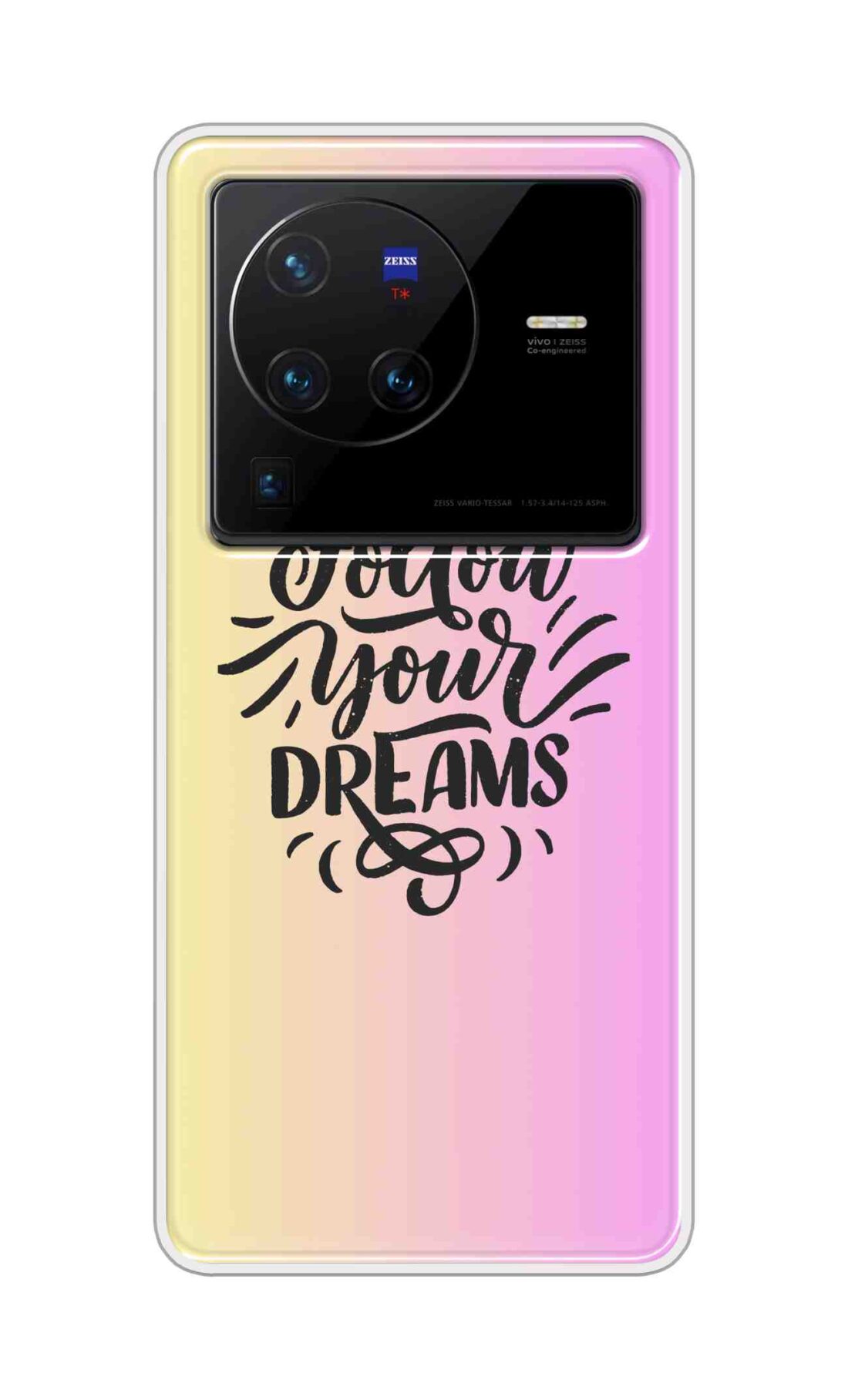 Coberta Back Cover For Vivo X80 Pro 5G Back Cover Stylish Case - Follow Your Dreams In Pink And Yellow Design D16499