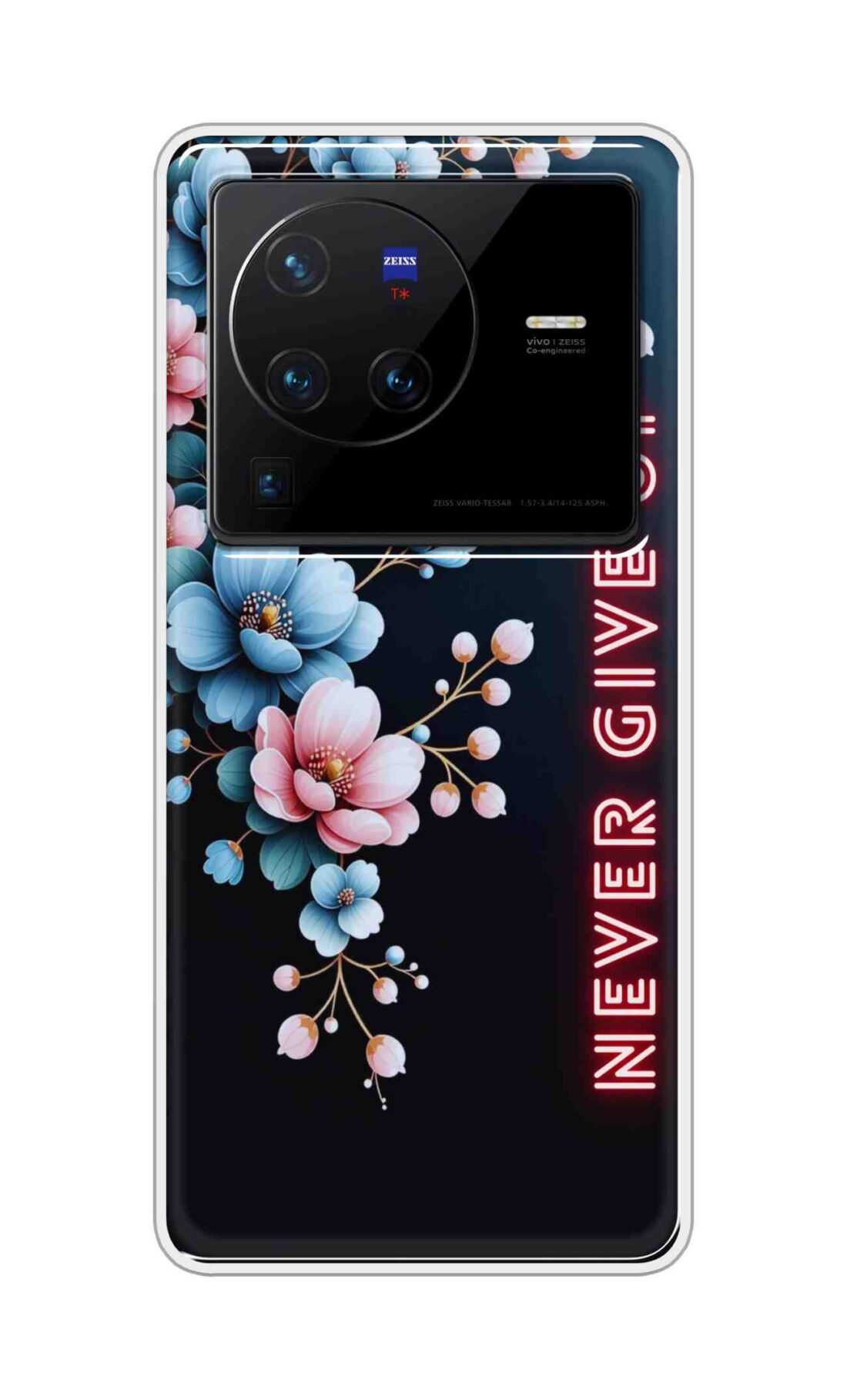 Coberta Back Cover For Vivo X80 Pro 5G Back Cover Stylish Case - Never Give Up with Flowers Design D16500