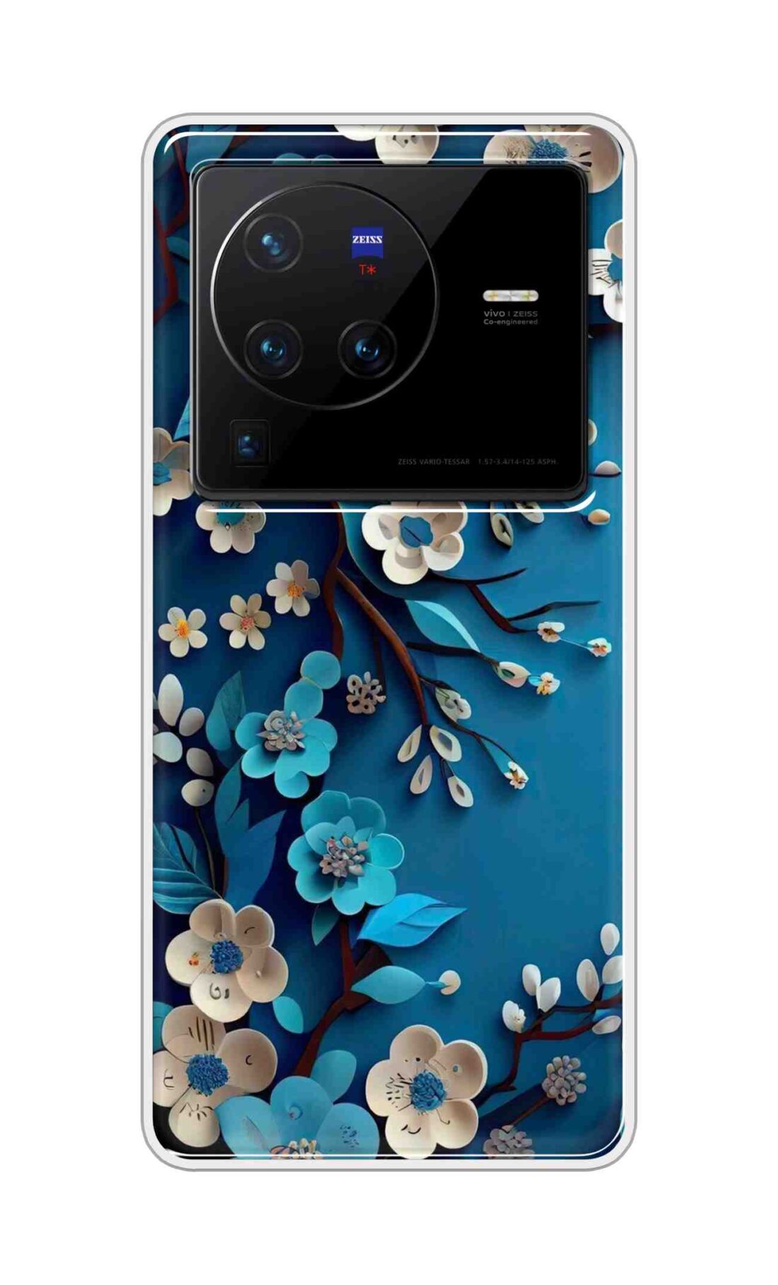 Coberta Back Cover For Vivo X80 Pro 5G Back Cover Stylish Case - Blue and White Flowers Design D16551