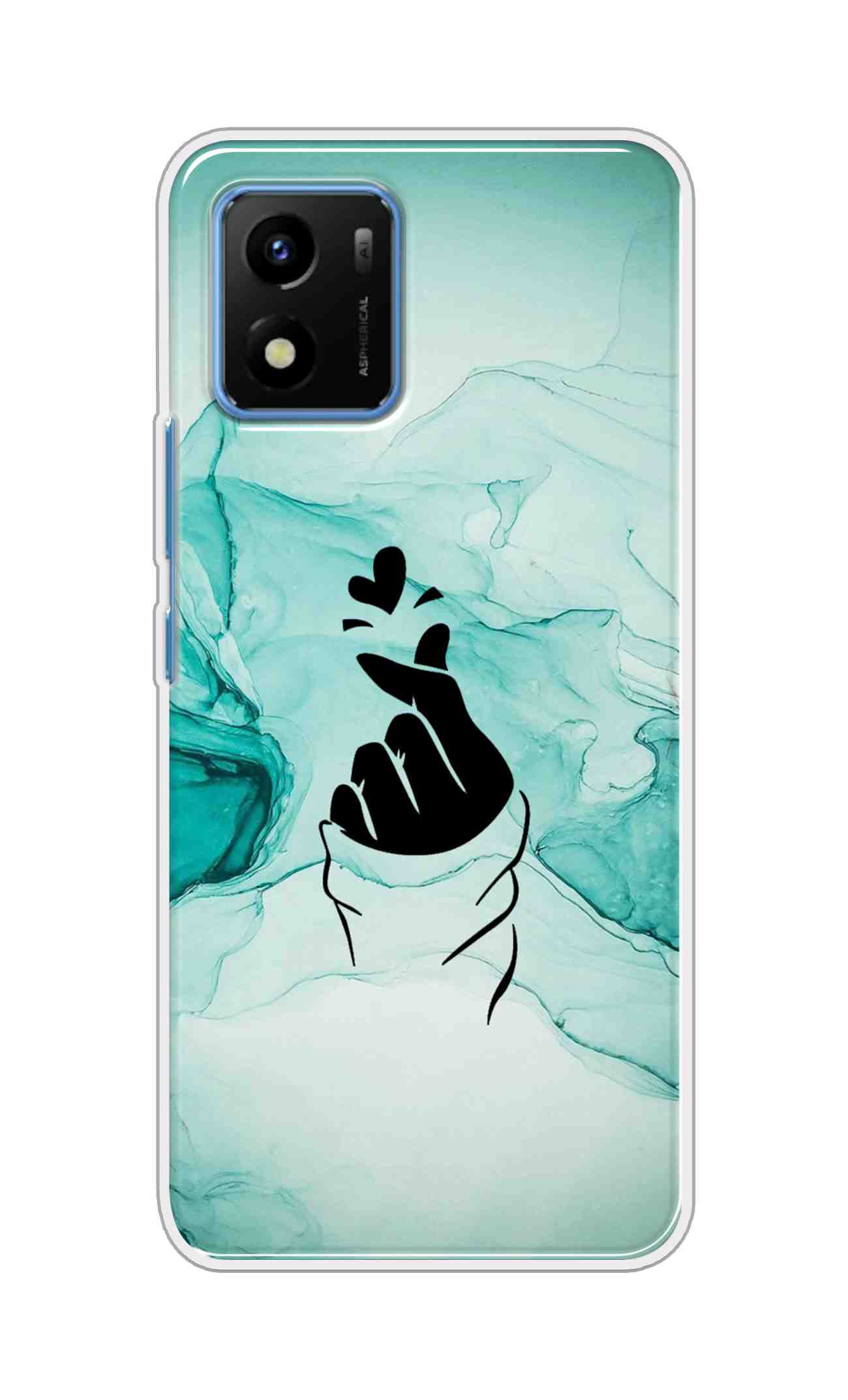 Coberta Back Cover For Vivo Y01 Back Cover Stylish Case - Korean Heart on Marble Design D14912