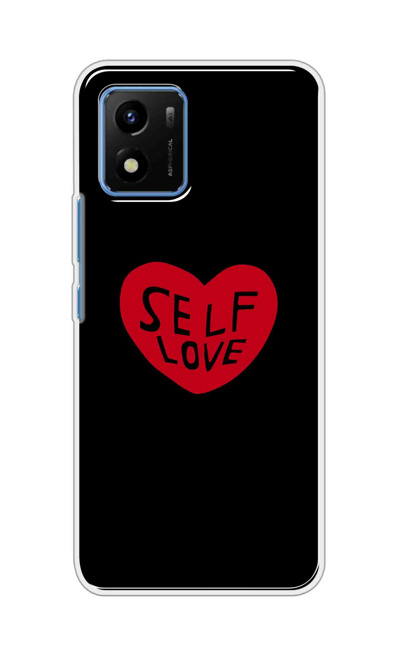 Coberta Back Cover For Vivo Y01 Back Cover Stylish Case - Self Love Heart in Black Design D16516