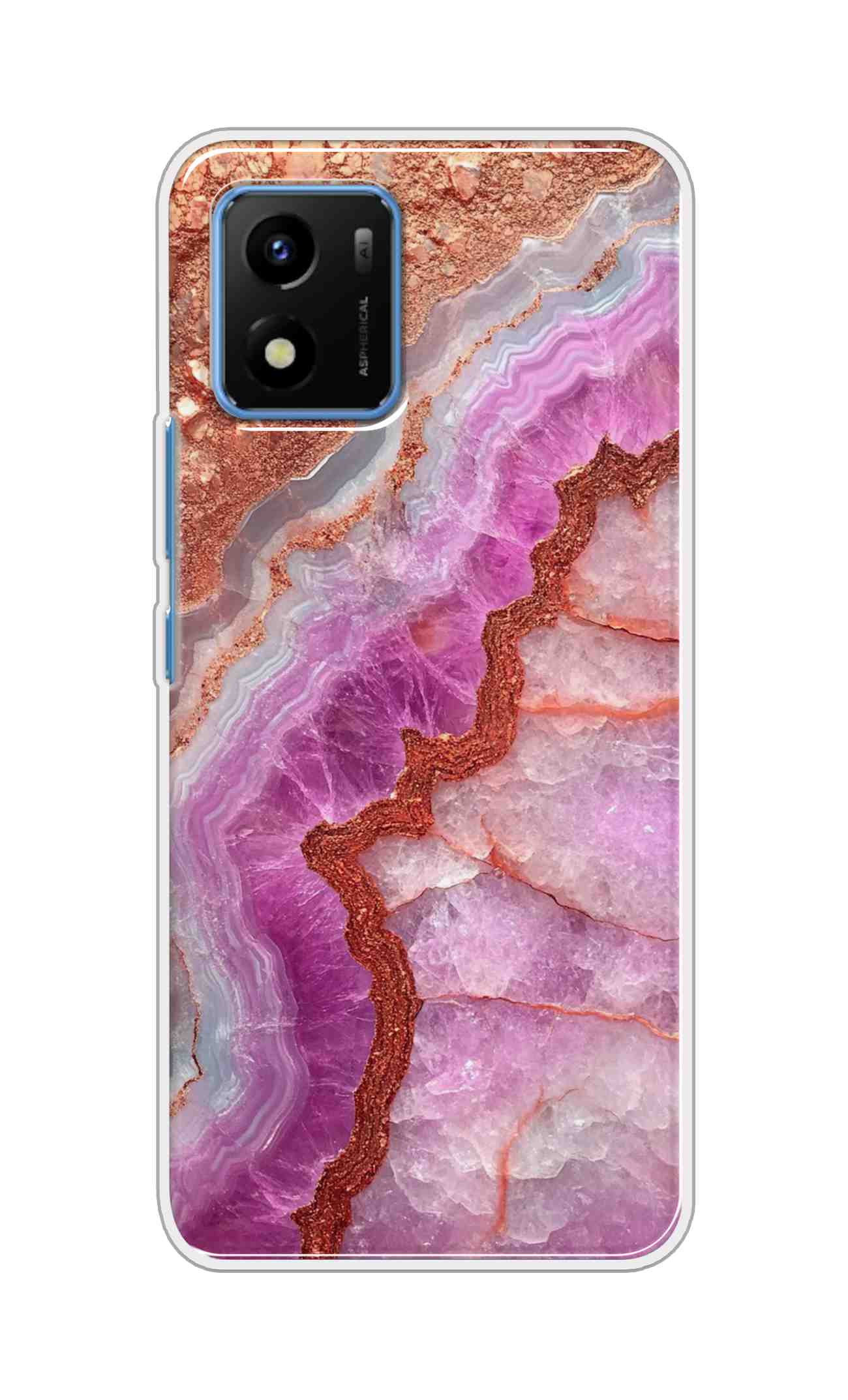 Coberta Back Cover For Vivo Y01 Back Cover Stylish Case - Multicolour Marble Design D16532