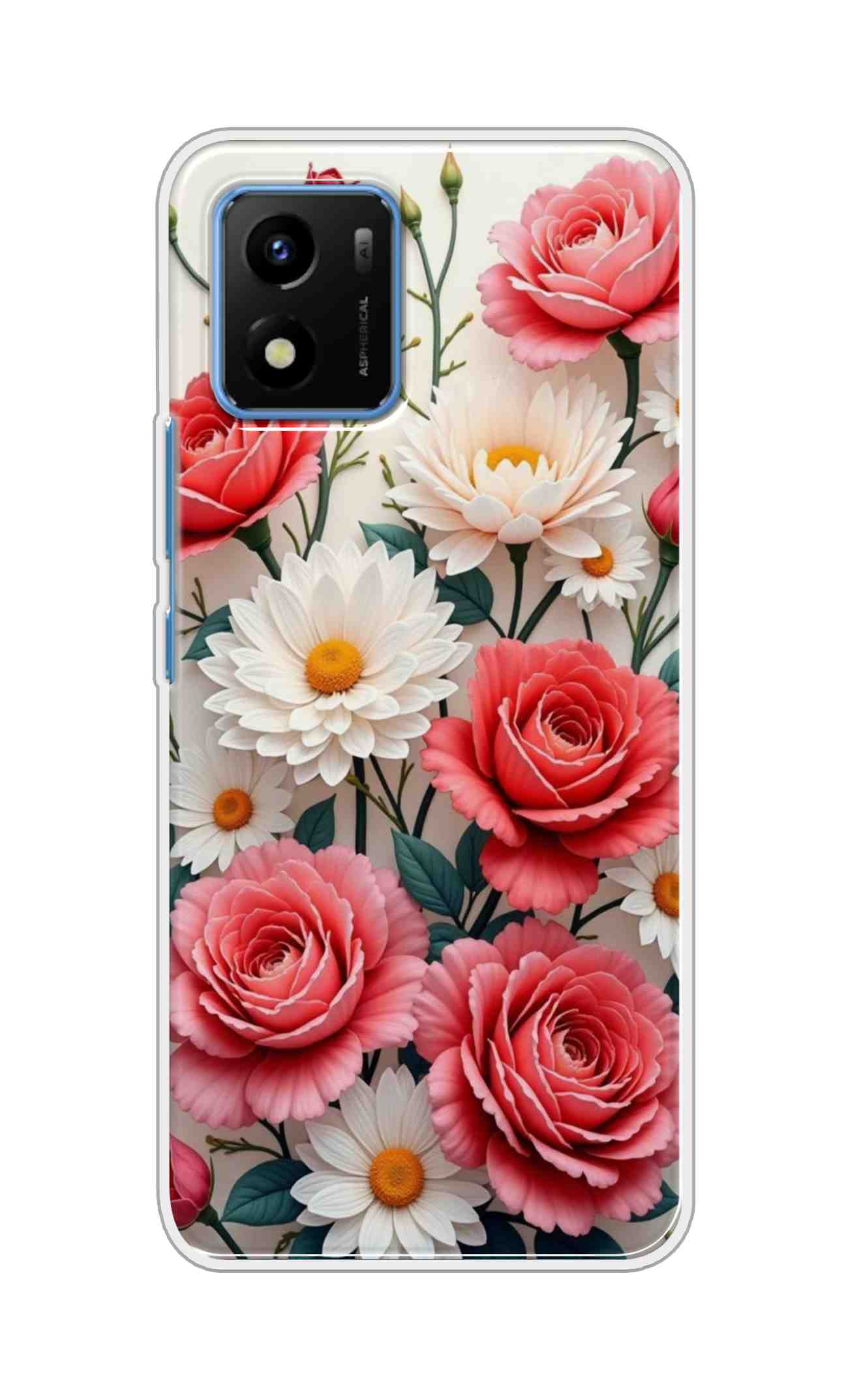 Coberta Back Cover For Vivo Y01 Back Cover Stylish Case - Sunflowers and Rose Design D16557