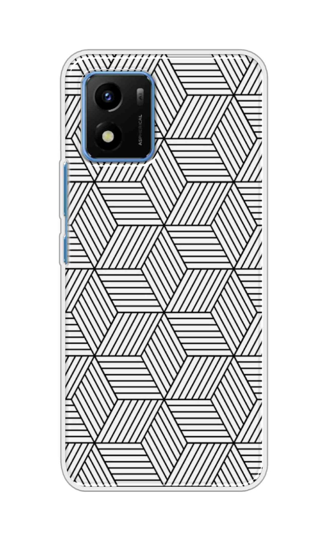 Coberta Back Cover For Vivo Y01 Back Cover Stylish Case - White and Black Zig Zag Design D16586
