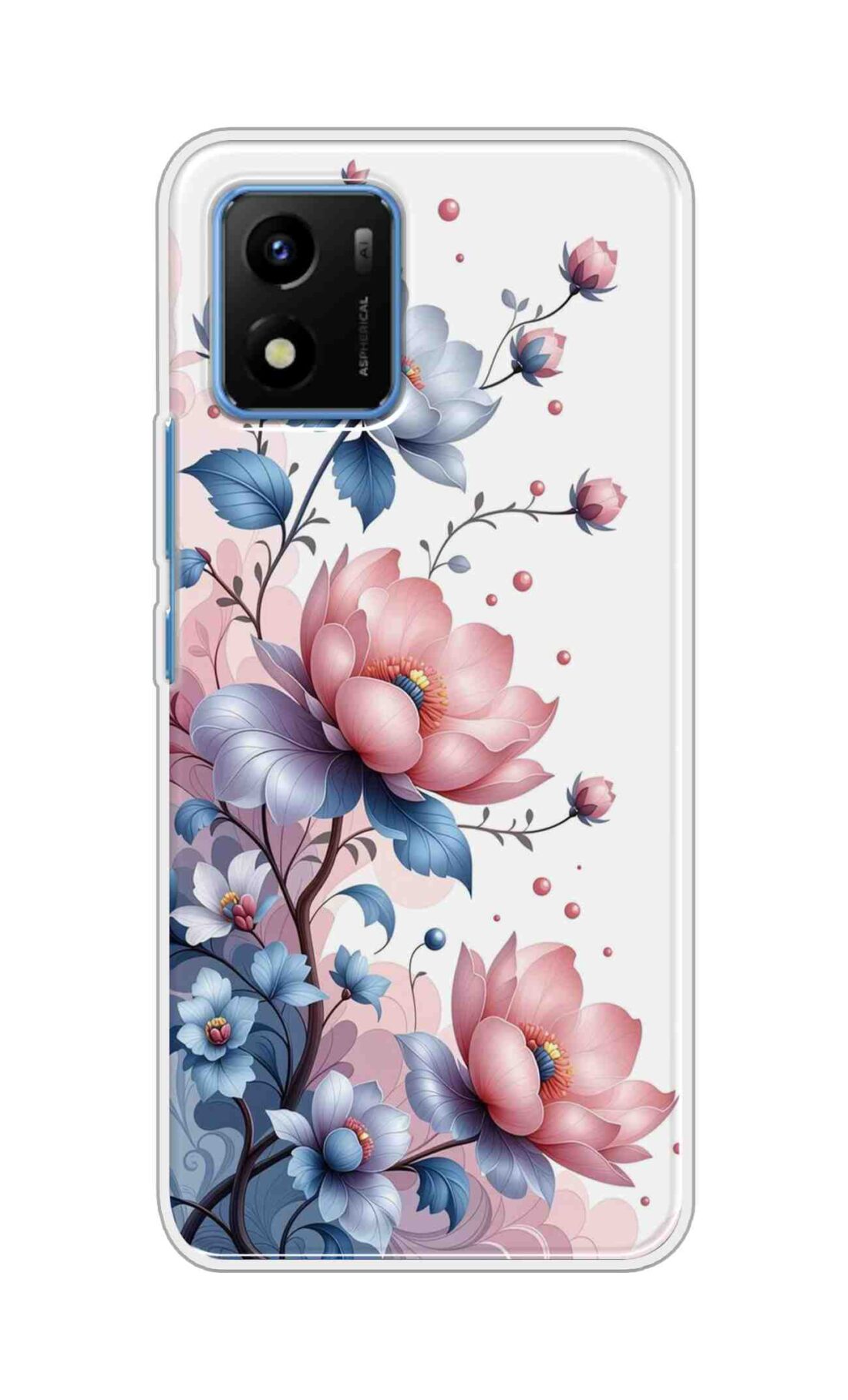 Coberta Back Cover For Vivo Y01 Back Cover Stylish Case - Asthetic Flowers in White Design D16607
