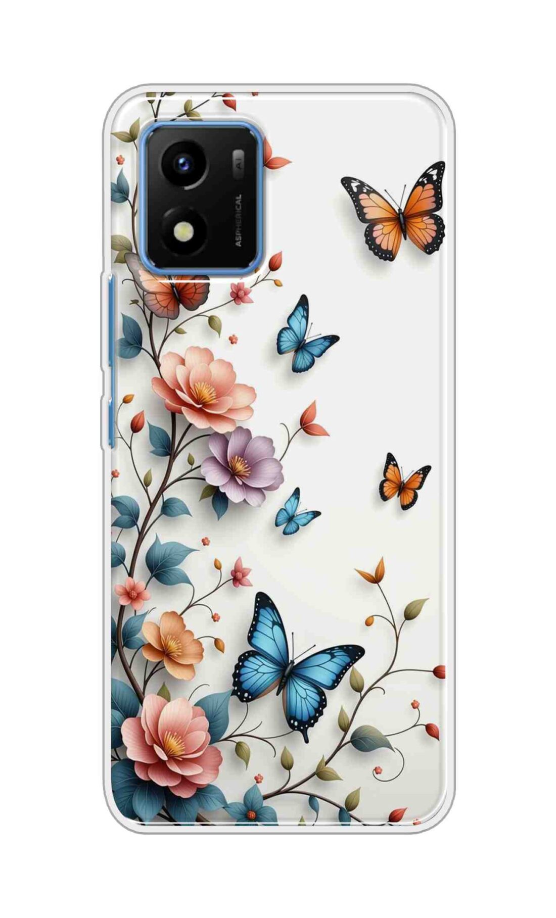 Coberta Back Cover For Vivo Y01 Back Cover Stylish Case - Multi Flowers and Butterflyes Design D16617