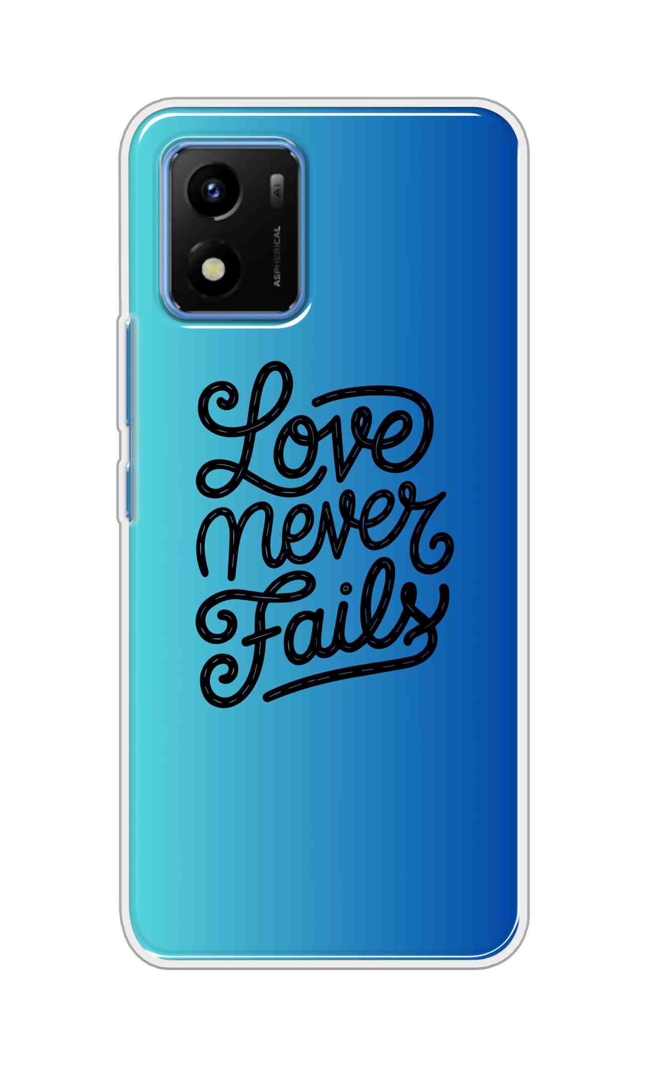 Coberta Back Cover For Vivo Y01 Back Cover Stylish Case - Love Never Fails in Blue Design D16643