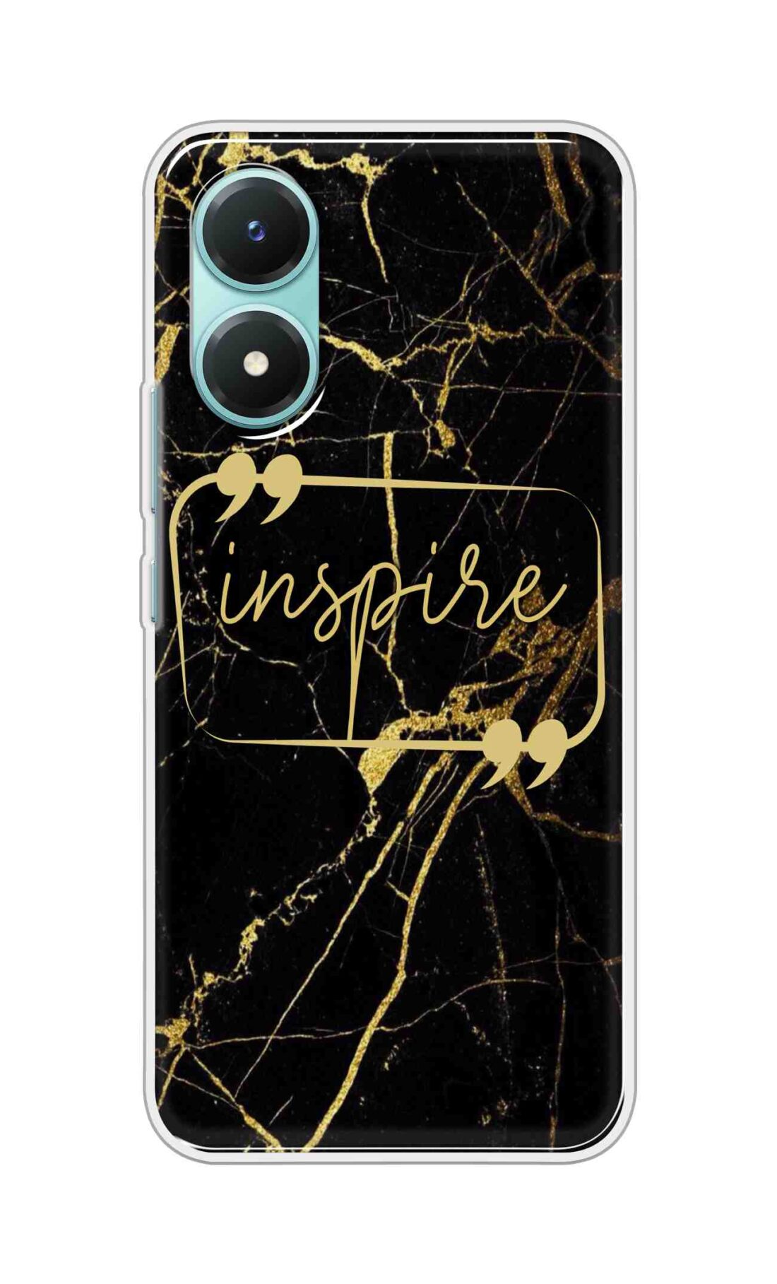 Coberta Back Cover For Vivo Y02s Back Cover Stylish Case - Inspire in Golden Marble Design D16509