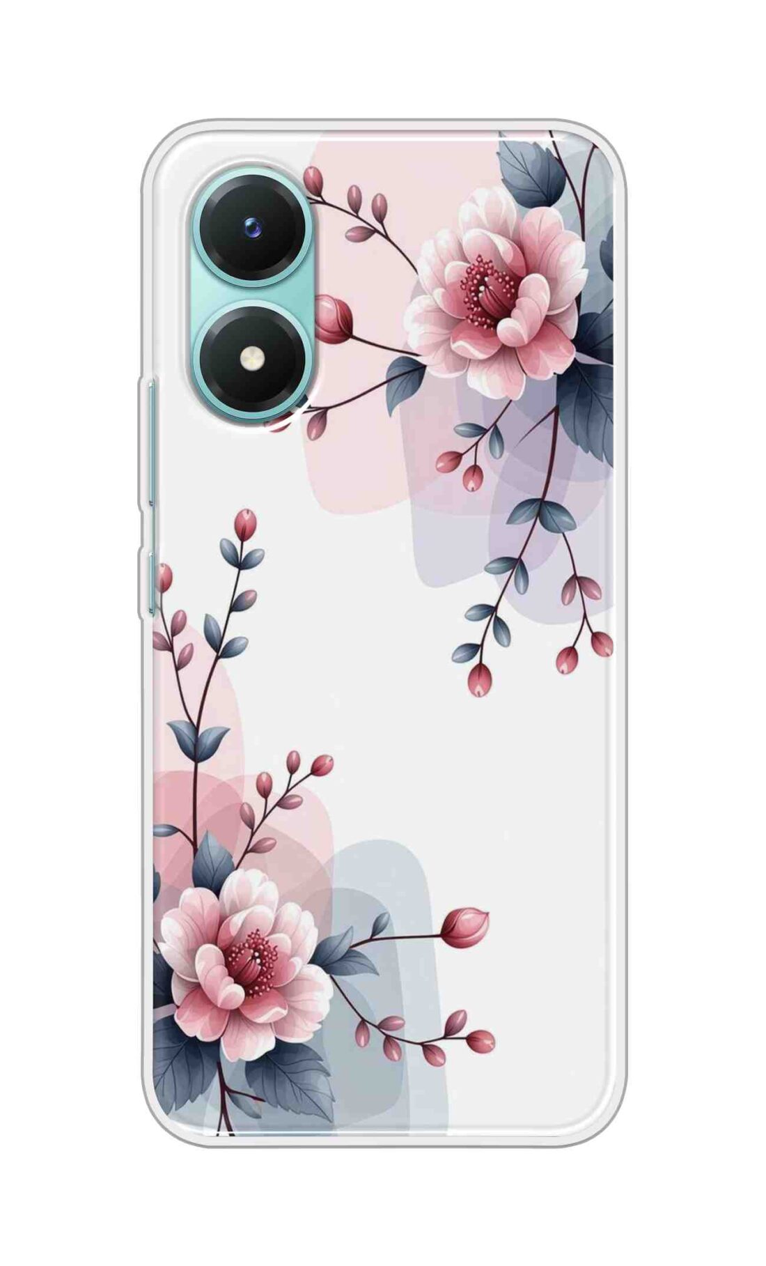 Coberta Back Cover For Vivo Y02s Back Cover Stylish Case - Pink Flowers and Leaves Design Design D16510
