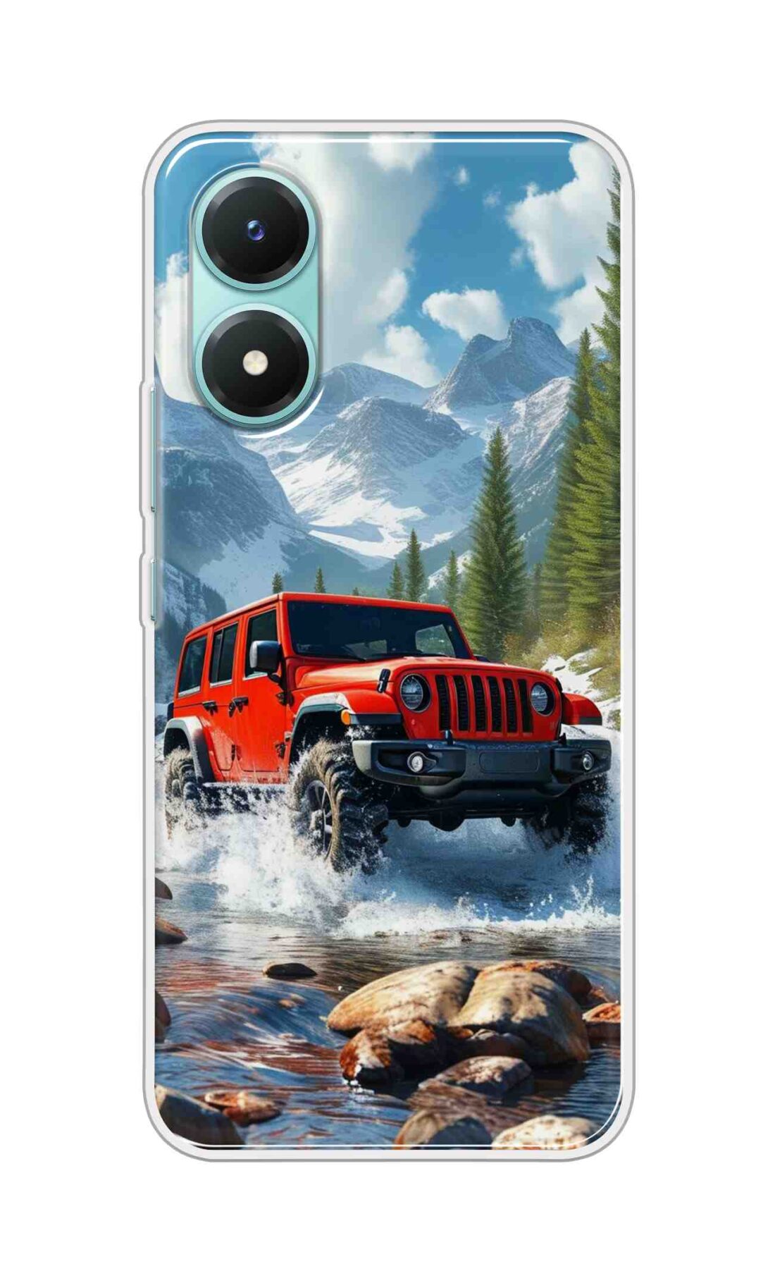 Coberta Back Cover For Vivo Y02s Back Cover Stylish Case - Red Car in Nature Design D16513