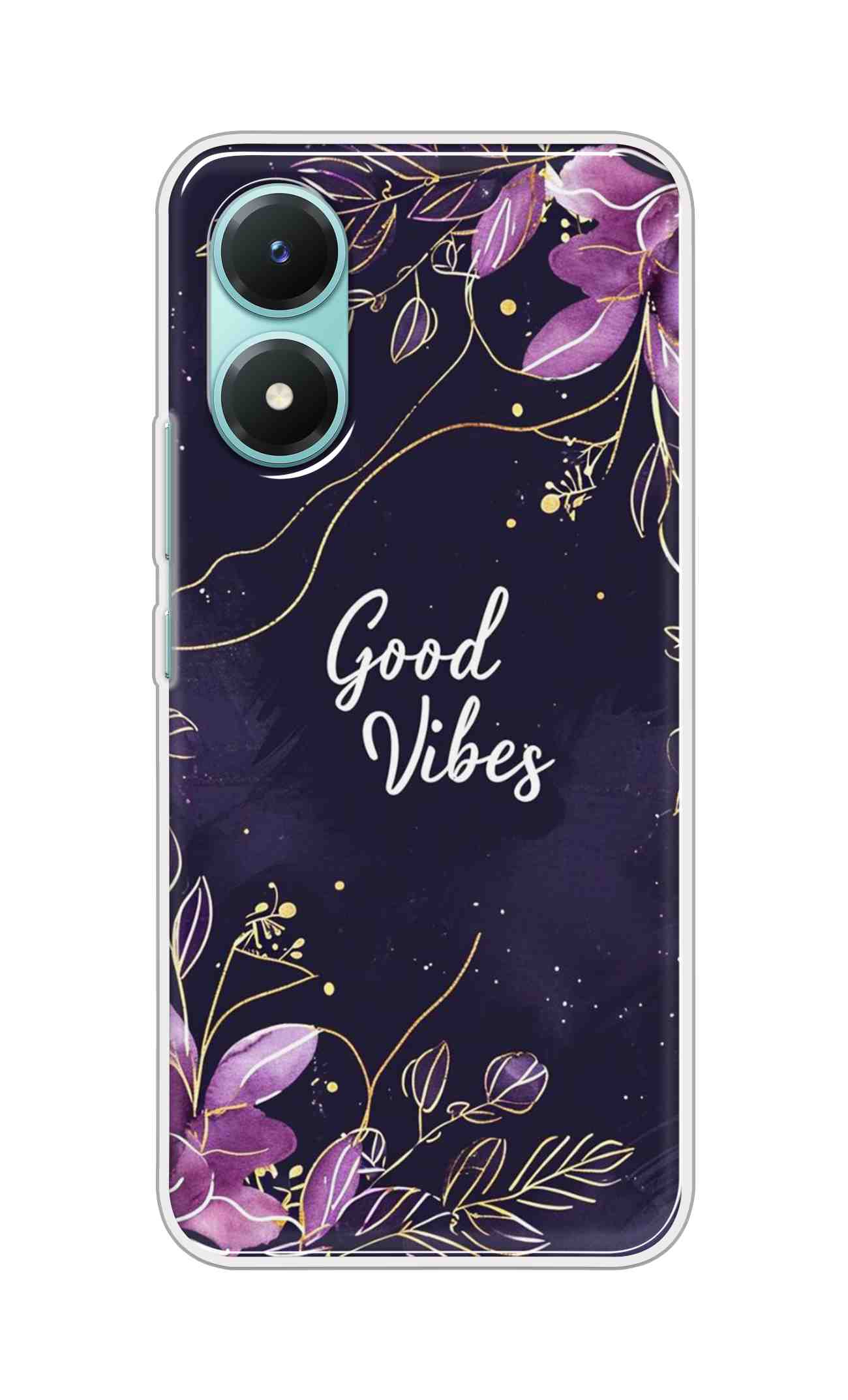 Coberta Back Cover For Vivo Y02s Back Cover Stylish Case - Good Vibes in Flowers Design D16517
