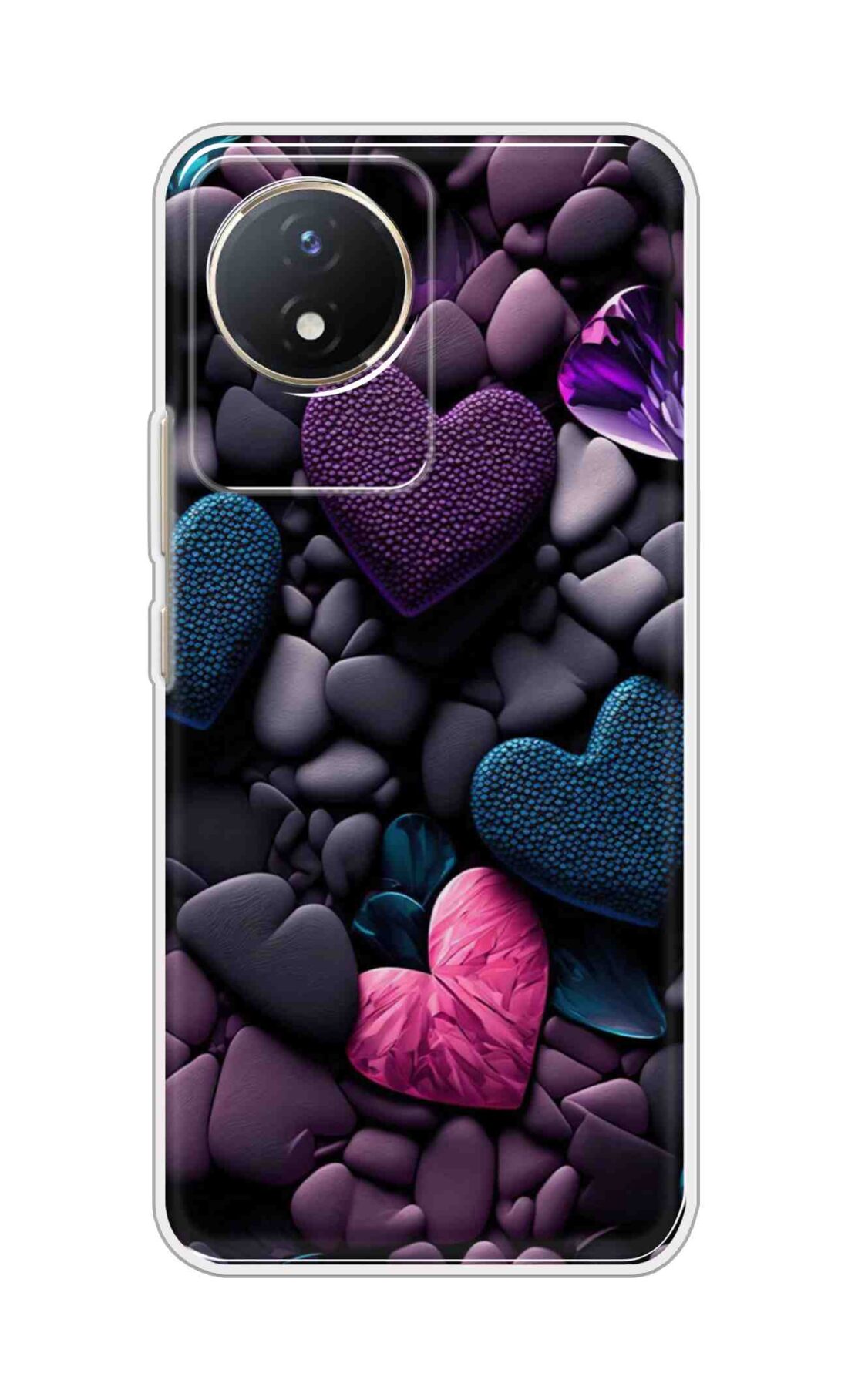 Coberta Back Cover For Vivo Y02t Back Cover Stylish Case - Purple Hearts Design D16005