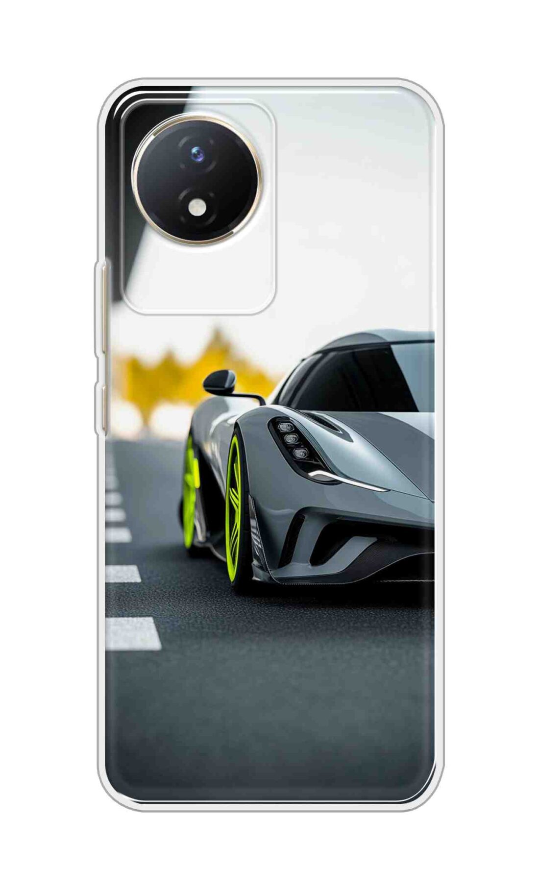 Coberta Back Cover For Vivo Y02t Back Cover Stylish Case - Siliver Car Design D16614