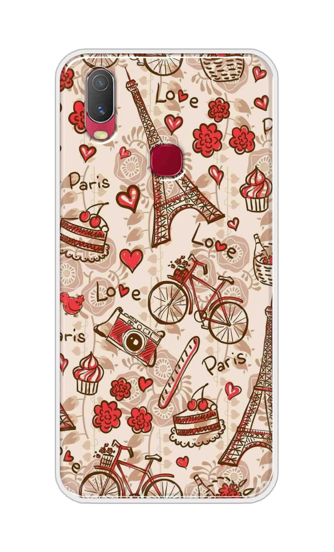 Coberta Back Cover For Vivo Y11 Back Cover Stylish Case - Paris and Love Text Pattern D11626
