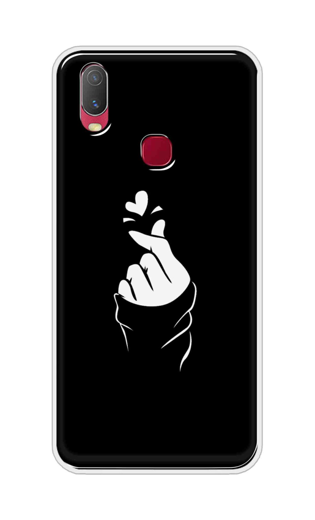 Coberta Back Cover For Vivo Y11 Back Cover Stylish Case - Black Korean Heart Design D11802