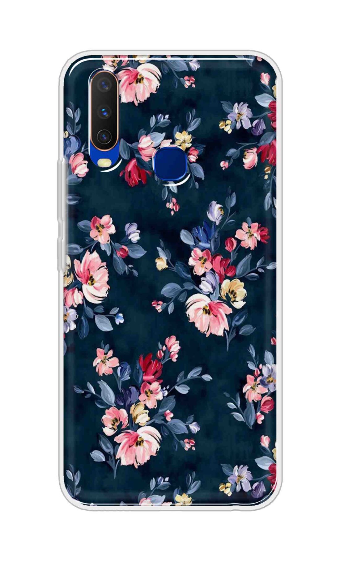 Coberta Back Cover For Vivo Y12 Back Cover Stylish Case - Blue Floral Design D11648