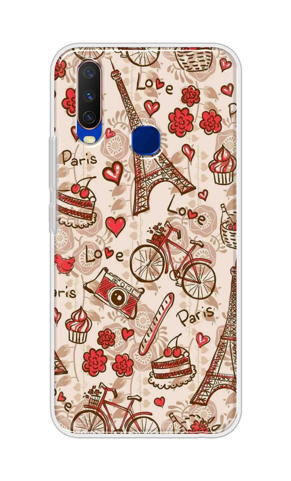 Coberta Back Cover For Vivo Y15 Back Cover Stylish Case - Paris and Love Text Pattern D11626