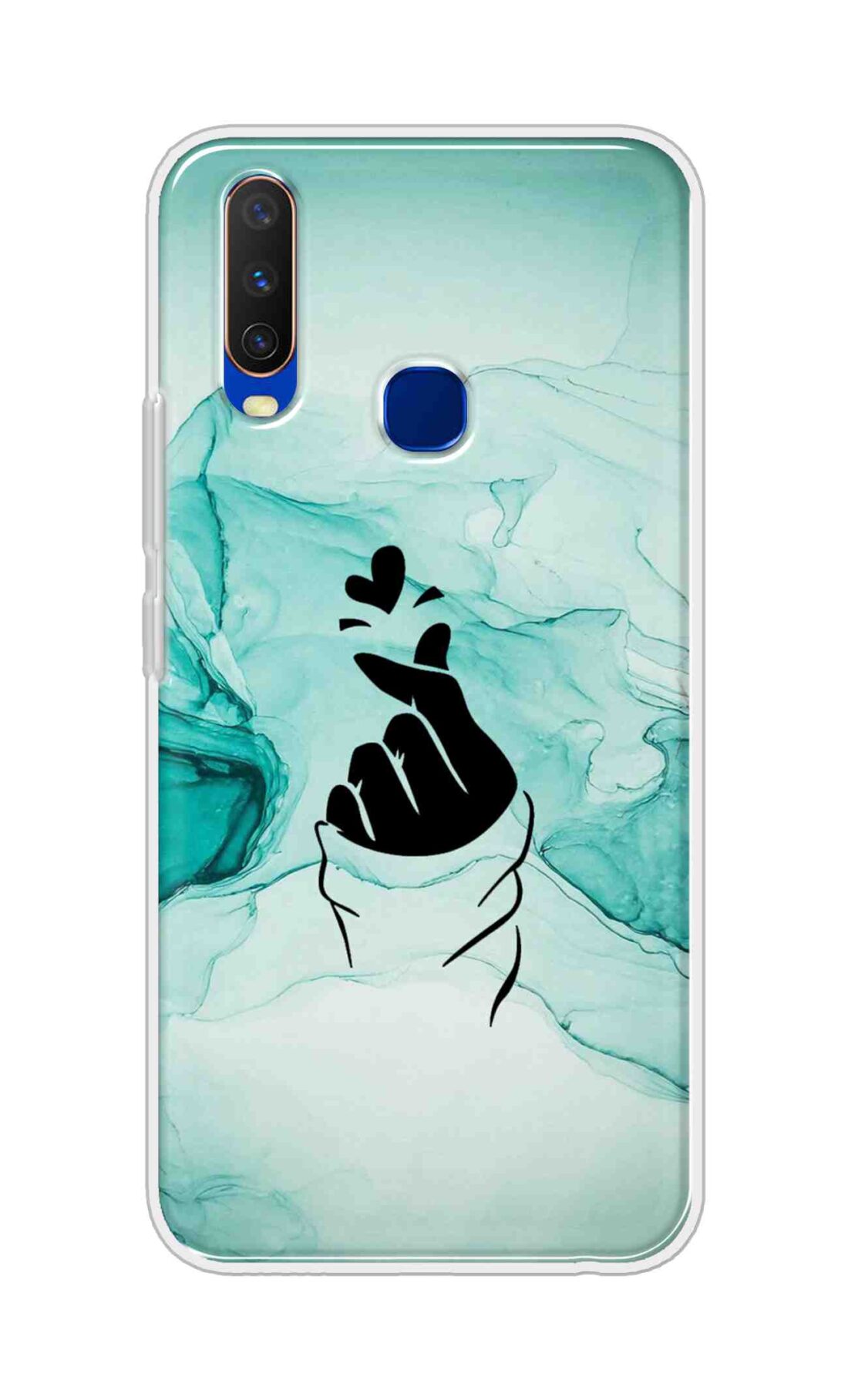 Coberta Back Cover For Vivo Y15 Back Cover Stylish Case - Korean Heart on Marble Design D14912